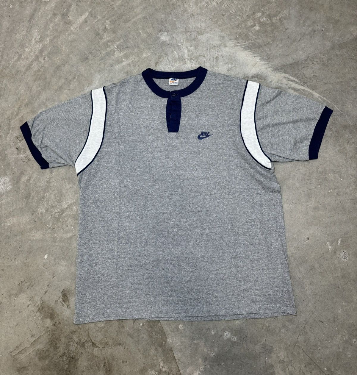 Nike 70s true vintage Nike Sportswear ringer henley single stitch Size US XL / EU 56 / 4 - 1 Thumbnail