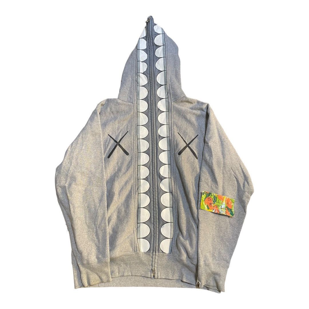 BAPE kaws Full Zip Hoodie Gray