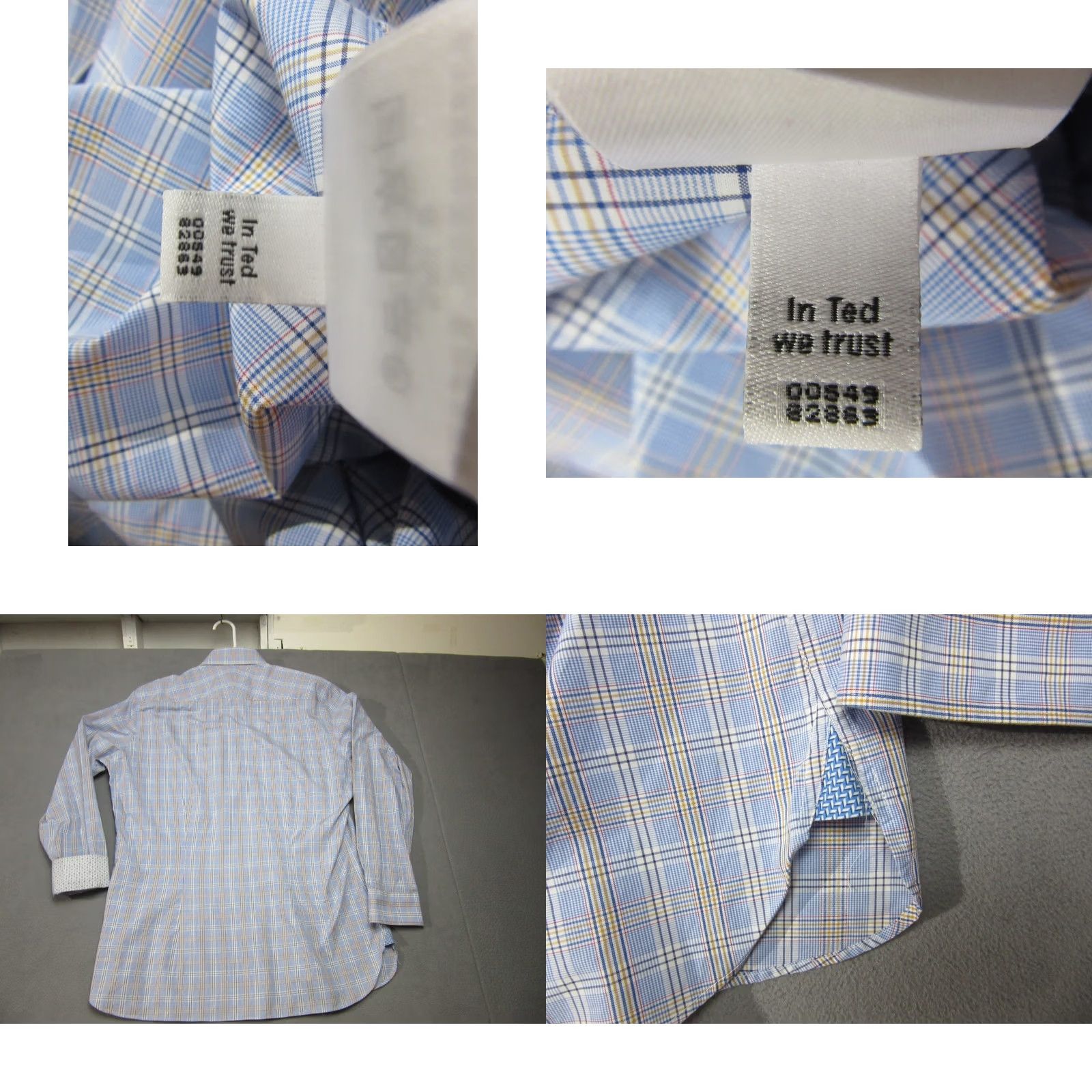 Ted Baker Ted Baker Shirt Mens 16.5 34/35 Blue Tartan Plaid Endurance Geometric Flip Cuff Size US XL / EU 56 / 4 - 9 Thumbnail