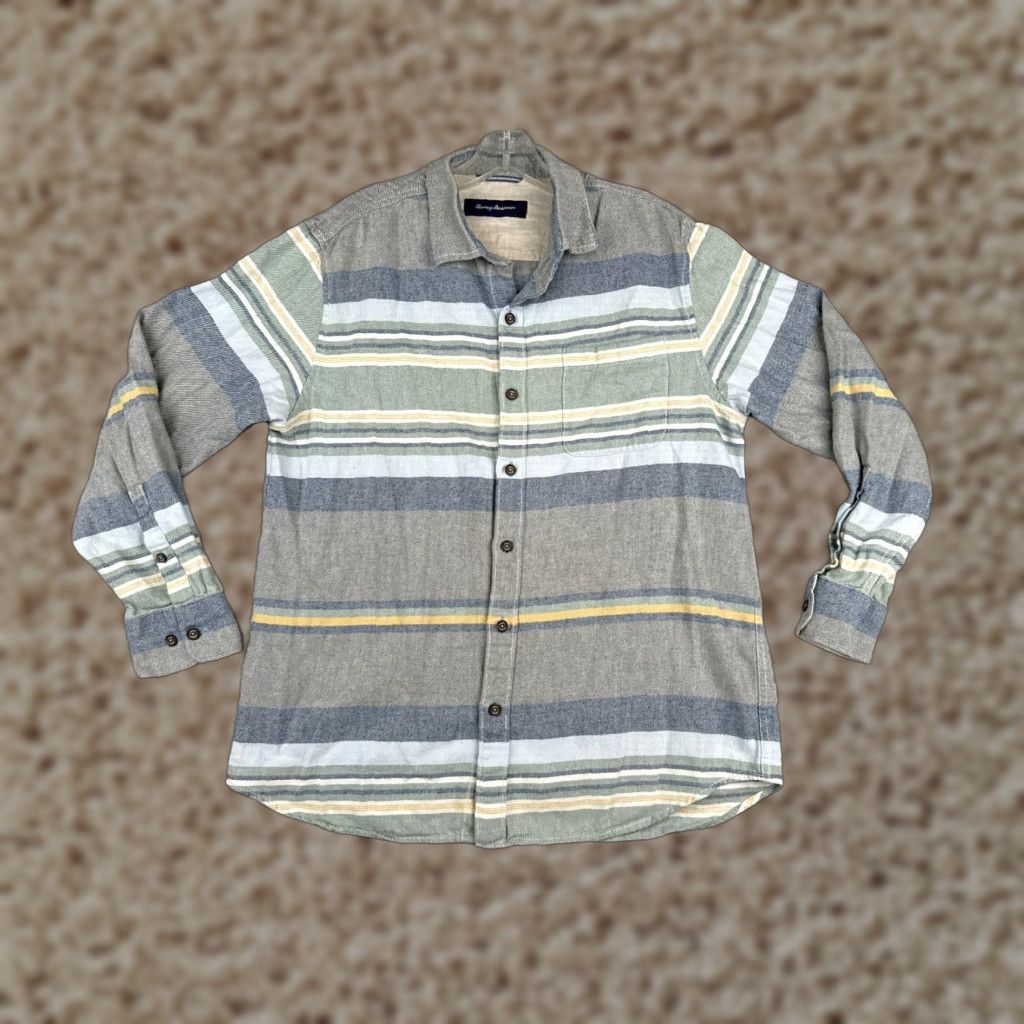 Tommy Bahama Tommy Bahama Shirt Men Medium Gray Blue Stripe Long Sleeve Button-Up Casual, Travel, Resort, Aloha, Beach, Hawaiian Pattern D 0 Size US M / EU 48-50 / 2 - 1 Thumbnail