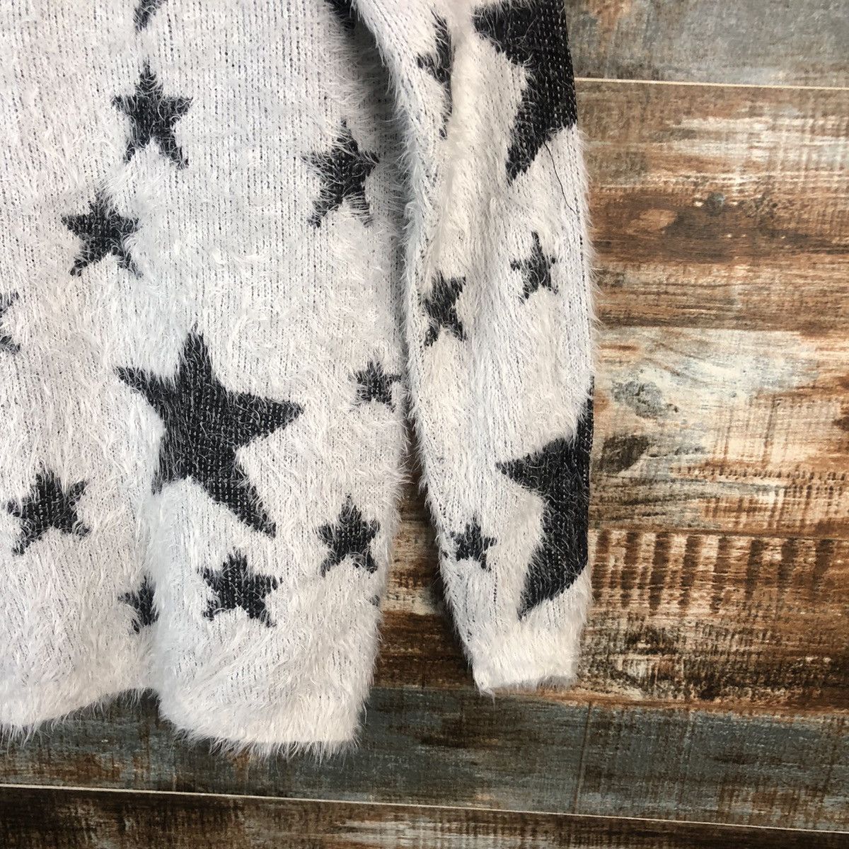 Japanese Brand DL Culots Star White Mohair fur shag Knitwear #C367 Size M / US 6-8 / IT 42-44 - 17 Thumbnail