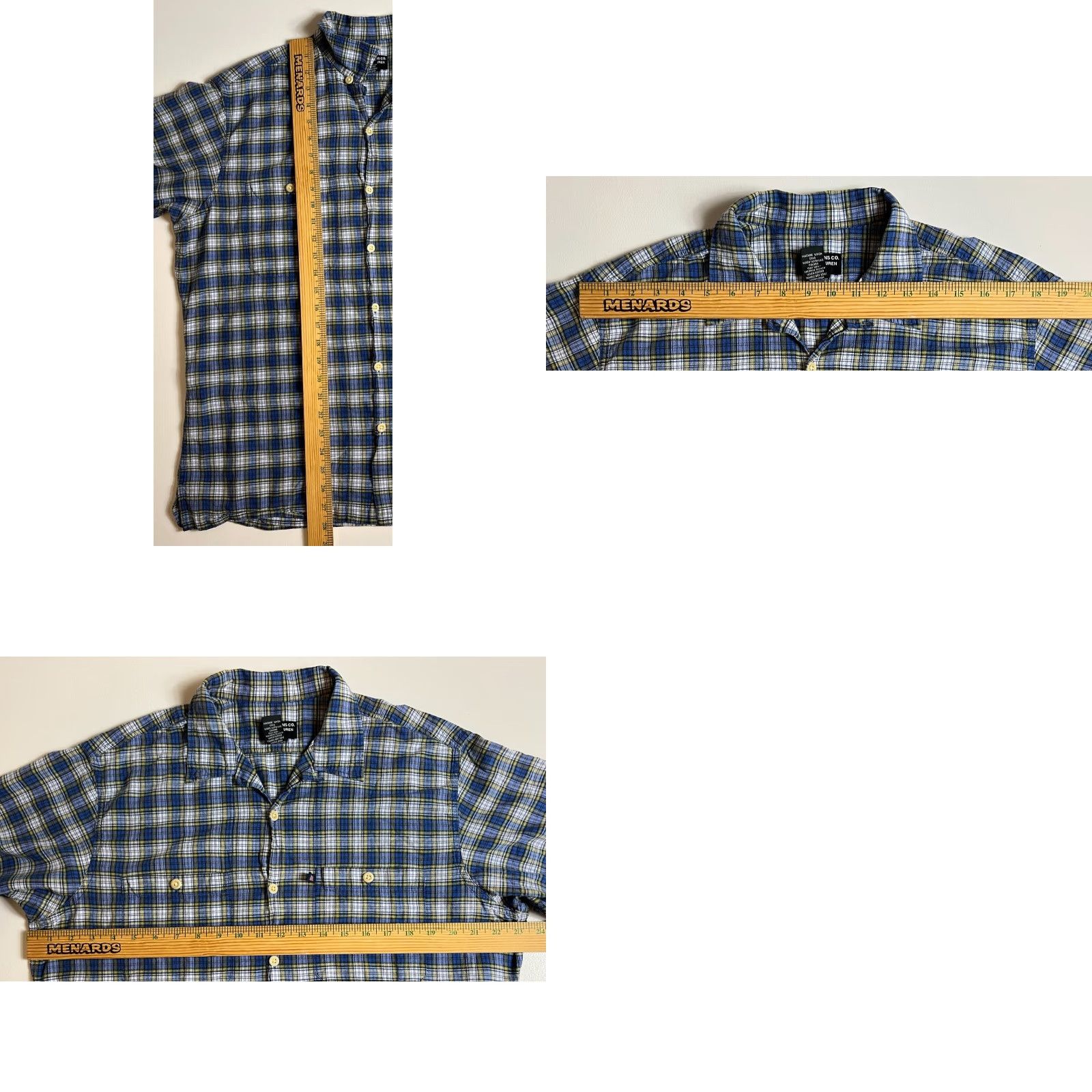 Polo Ralph Lauren VINTAGE Polo Jeans Co. Ralph Lauren Short Sleeve Button-Up Shirt Plaid Sz L Men's Button-Up Old School 90s Retro Blue Cotton Polo Ralph Lauren Shirt Size US L / EU 52-54 / 3 - 9 Thumbnail