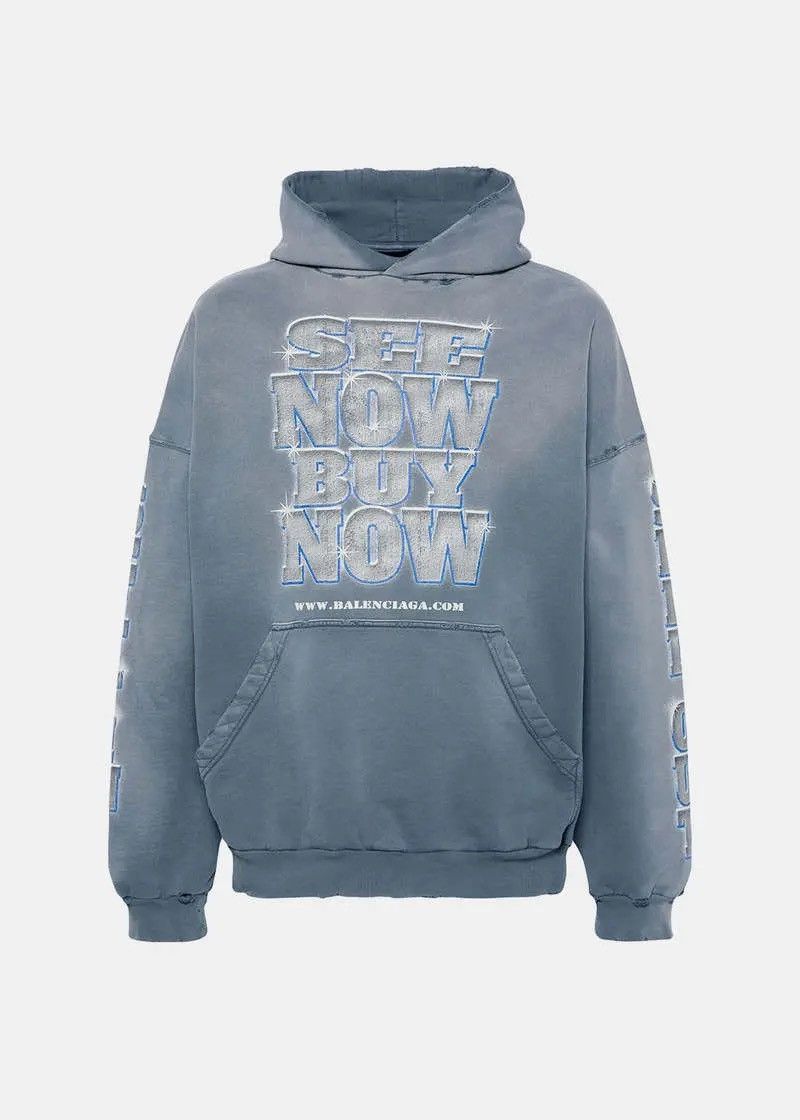 Balenciaga SEE NOW BUY NOW Hoodie in Washed Blue | Grailed