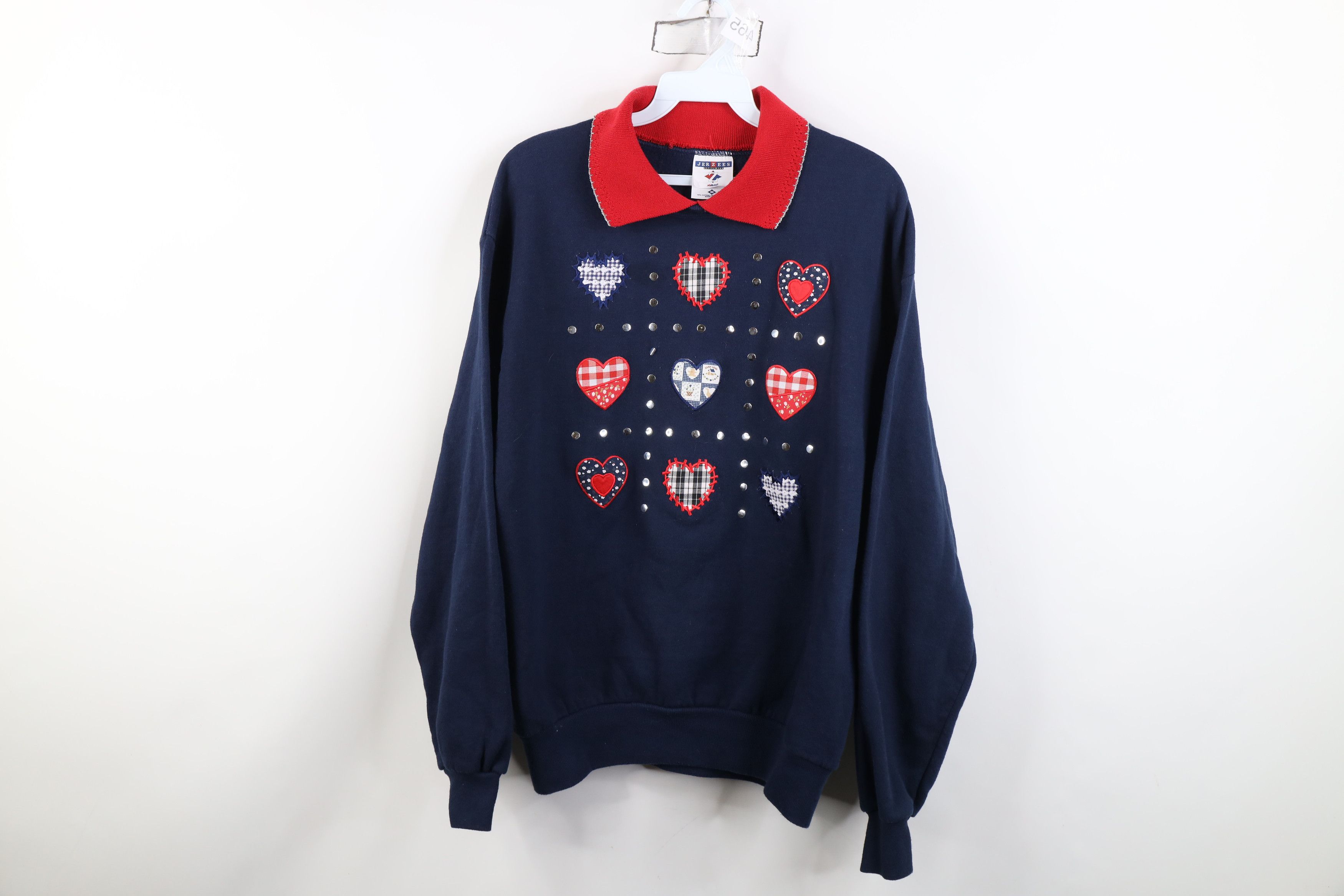 Vintage Vintage 90s Streetwear Heart Country Collared Sweatshirt USA Size M / US 6-8 / IT 42-44 - 1 Thumbnail