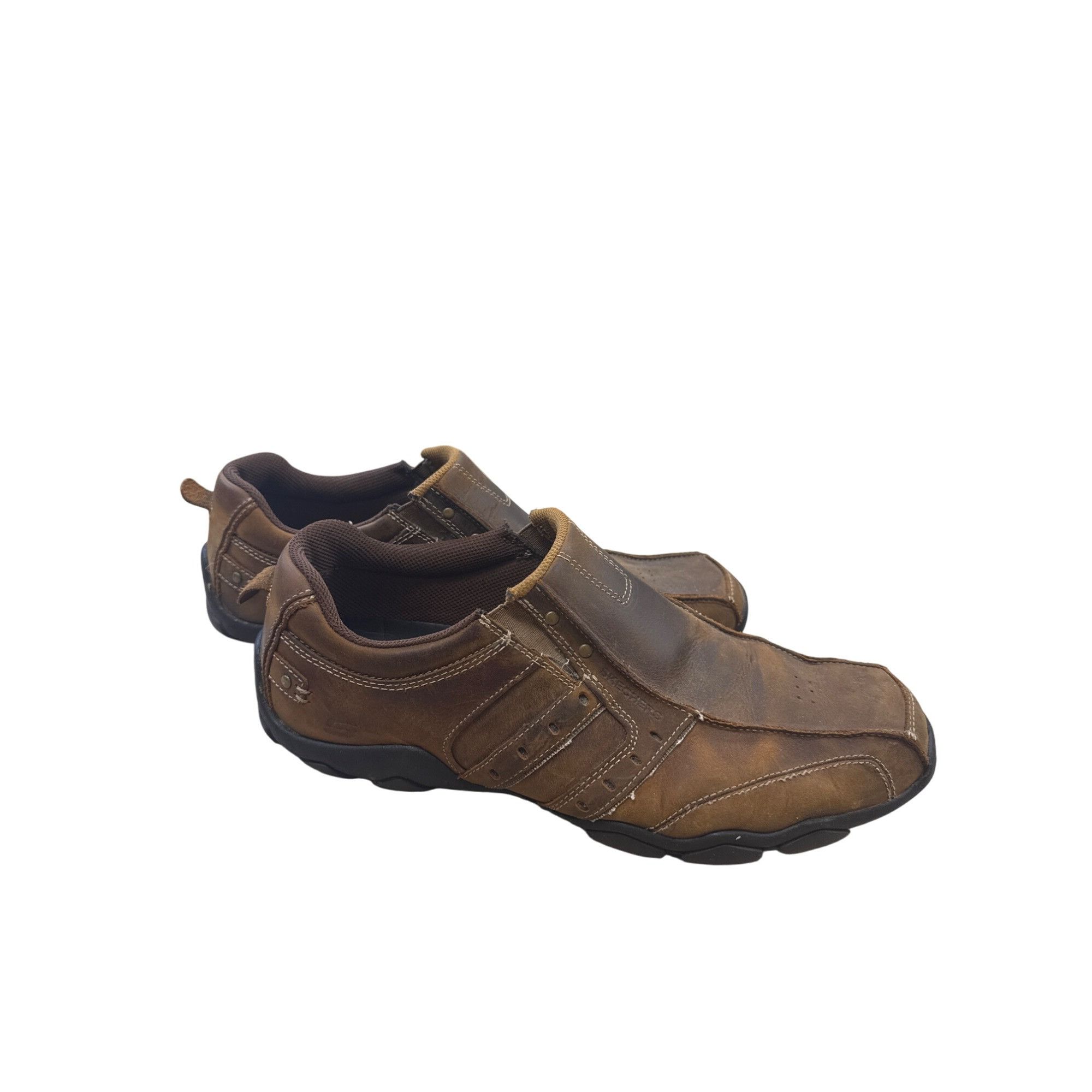 SKECHERS Skechers Mens Brown Leather Slip-On Loafers Size 13 SKU 7445 Size US 13 / EU 46 - 4 Thumbnail