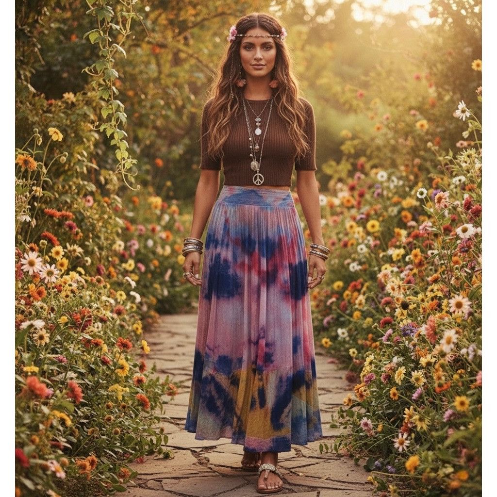 Free People RARE VTG Free People Tie Dye Gauzy Maxi Skirt M | Boho Luxe Size 30" / US 8 / IT 44 - 16 Thumbnail