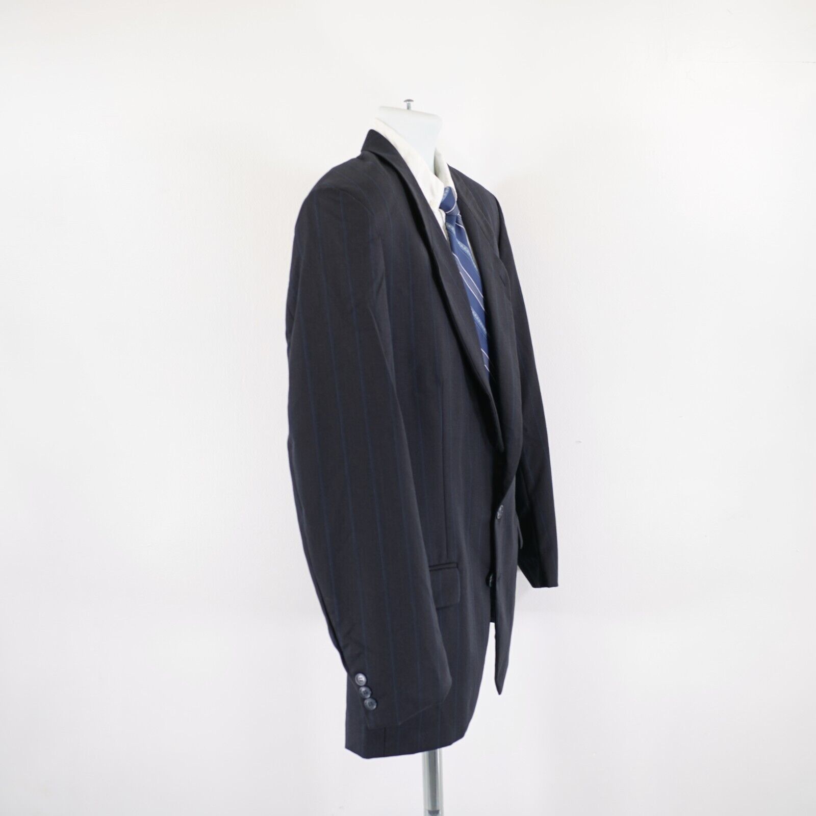 Yves Saint Laurent Yves Saint Laurent Wool Blue Check Striped 2 Button Suit Jac Size 42R - 8 Thumbnail