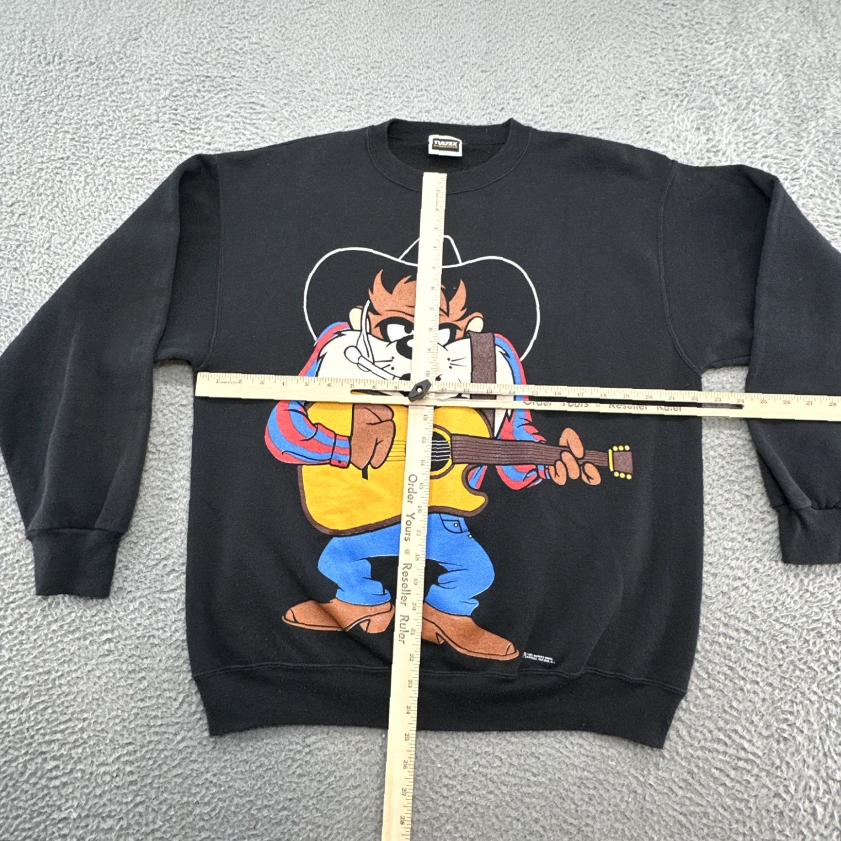 Vintage VINTAGE Looney Tunes VTG 90s Taz Big Face Cowboy Guitar Front/Back Sweatshirt L Green Men Pullover Crew Neck Graphic Print Size US L / EU 52-54 / 3 - 7 Thumbnail