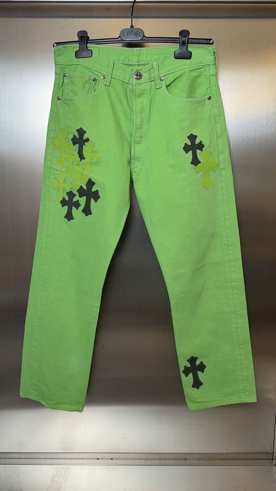 Chrome Hearts Chrome hearts 2025 Levi’s 501 green patches jeans Size US 31 - 1 Thumbnail
