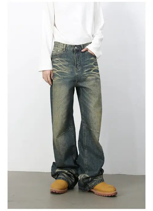 Japanese Brand American retro straight loose wide-leg distressed jeans Size US 32 / EU 48 - 2 Thumbnail