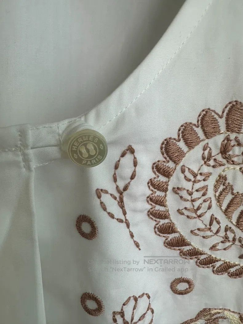 Hermes Hermes 2025 Spring/Summer women's embroidered beach shirt Size XS / US 0-2 / IT 36-38 - 3 Thumbnail