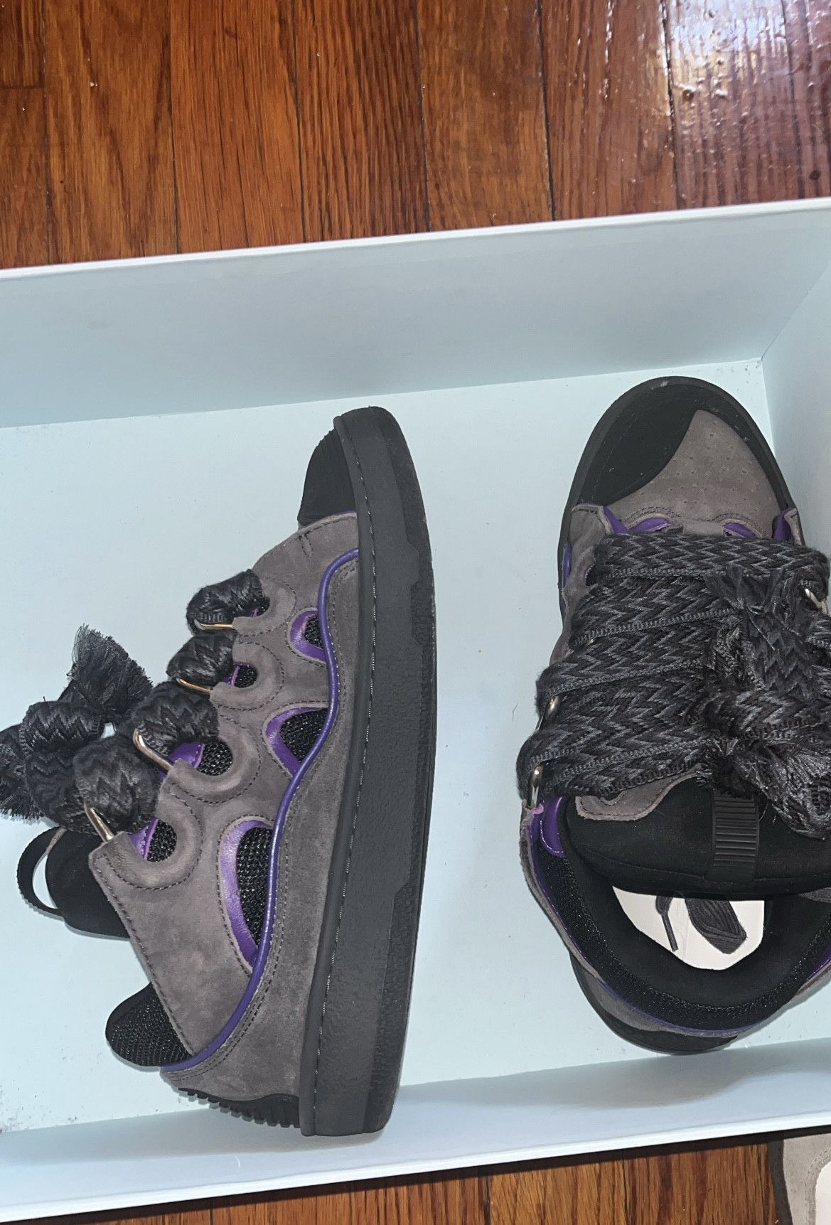 LANVIN Exclusive Black & Purple Curb Sneakers