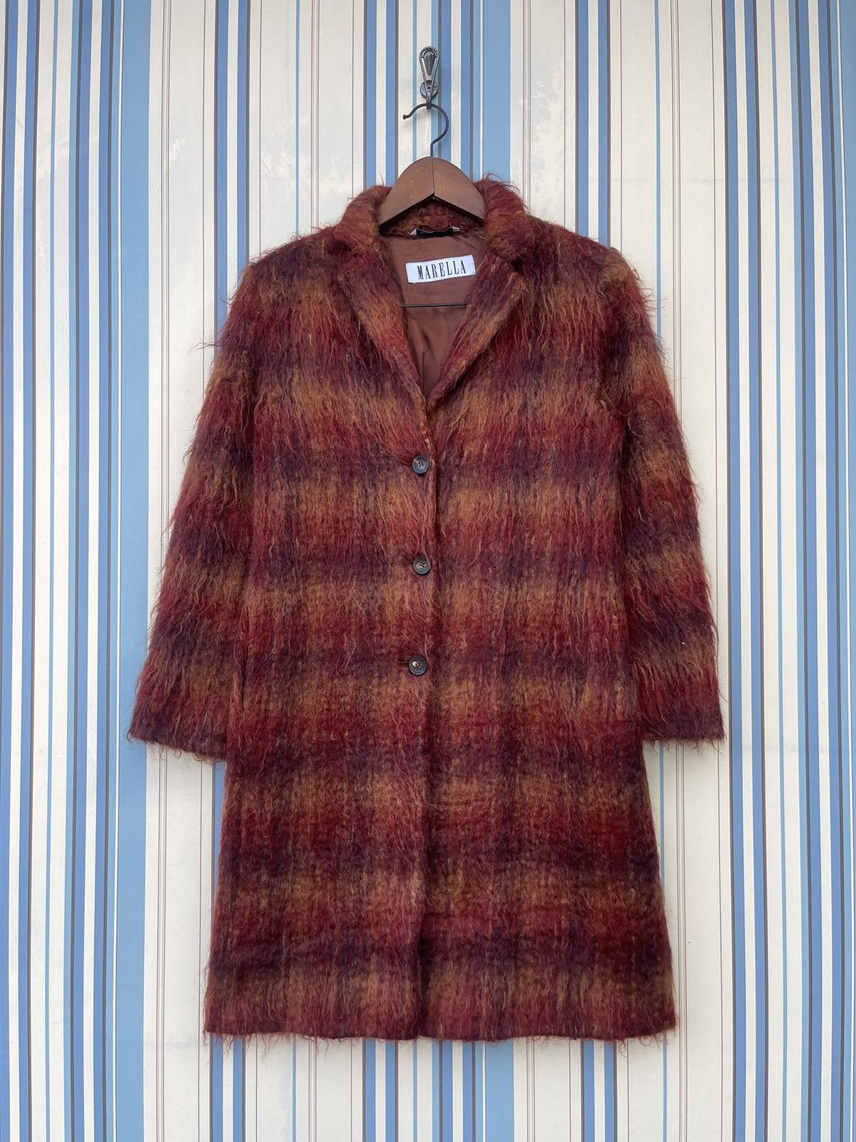 image of Italian Designers x Marella Fur Long Coat in Red, Women's (Size Small)