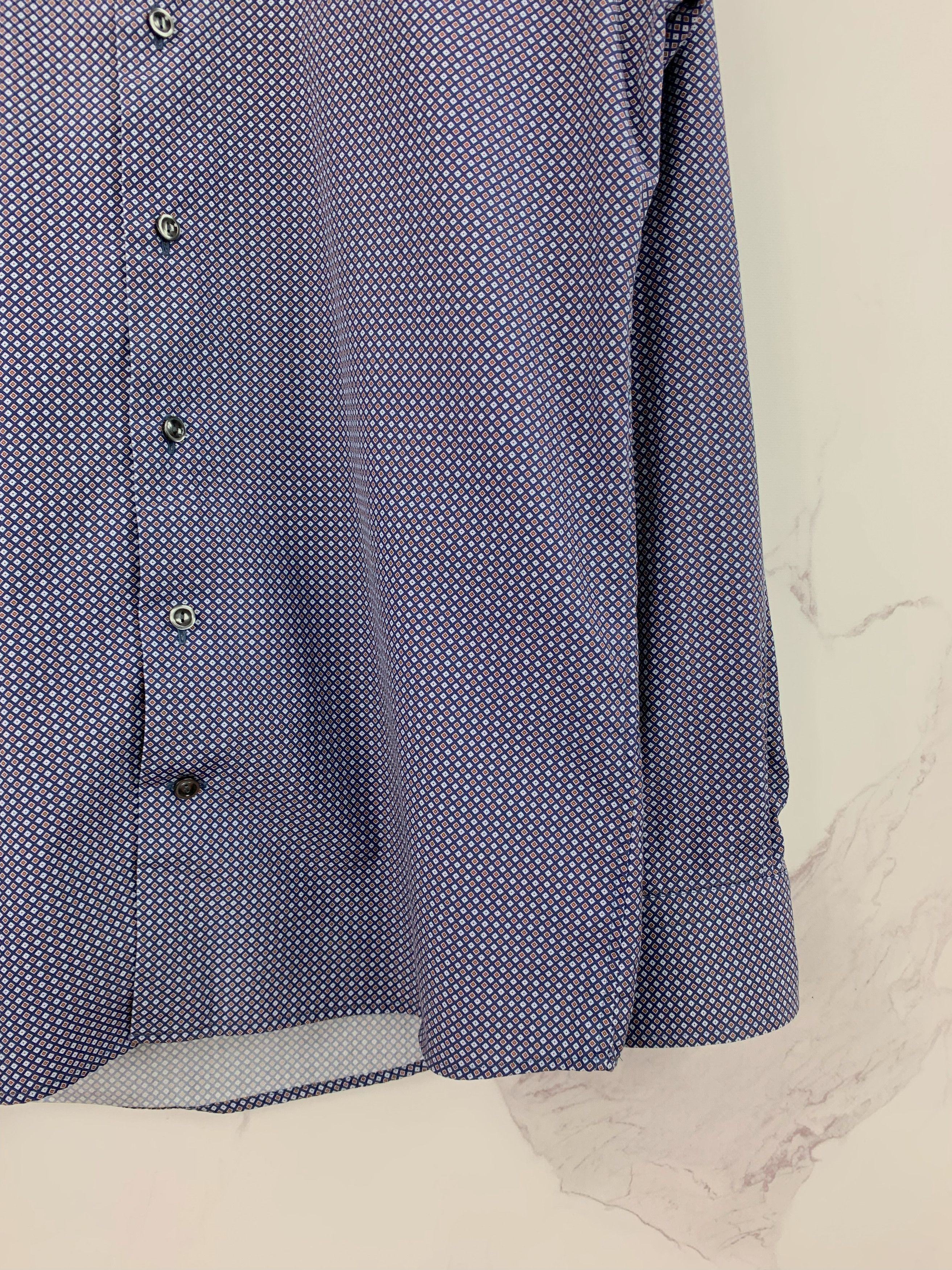 Eton Eton Navy Brighton Cotton Micro Pattern Slim Fit Shirt 39 Size US M / EU 48-50 / 2 - 6 Thumbnail