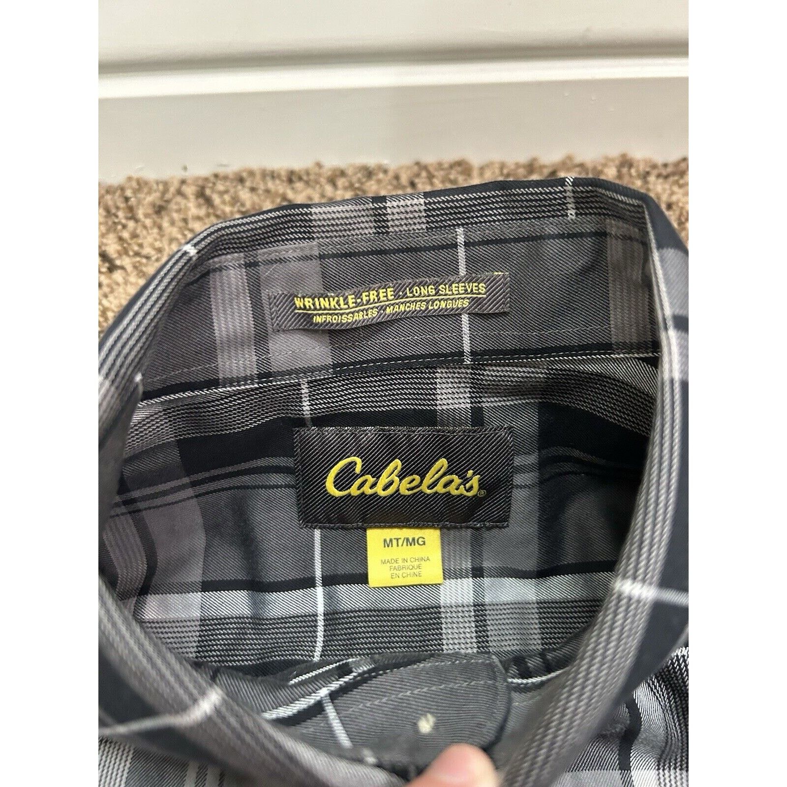 Cabelas Cabela's Mens MT Tall Blue Plaid Button Down Wrinkle Free Size US M / EU 48-50 / 2 - 9 Thumbnail