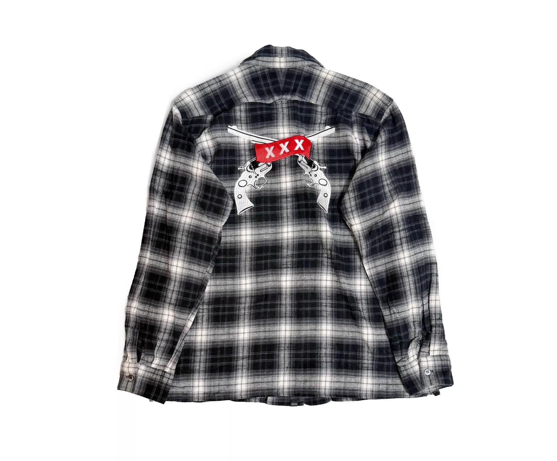 roarguns Black Plaid Long Sleeve Shirt with Gun & XXX Print Size US L / EU 52-54 / 3 - 1 Thumbnail