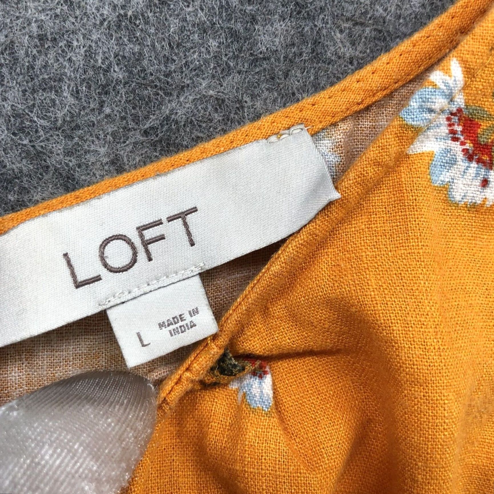 Loft LOFT Womens Blouse Mustard Yellow Floral Linen Blend Extra Large XL Short Sleeve Size L / US 10 / IT 46 - 5 Thumbnail