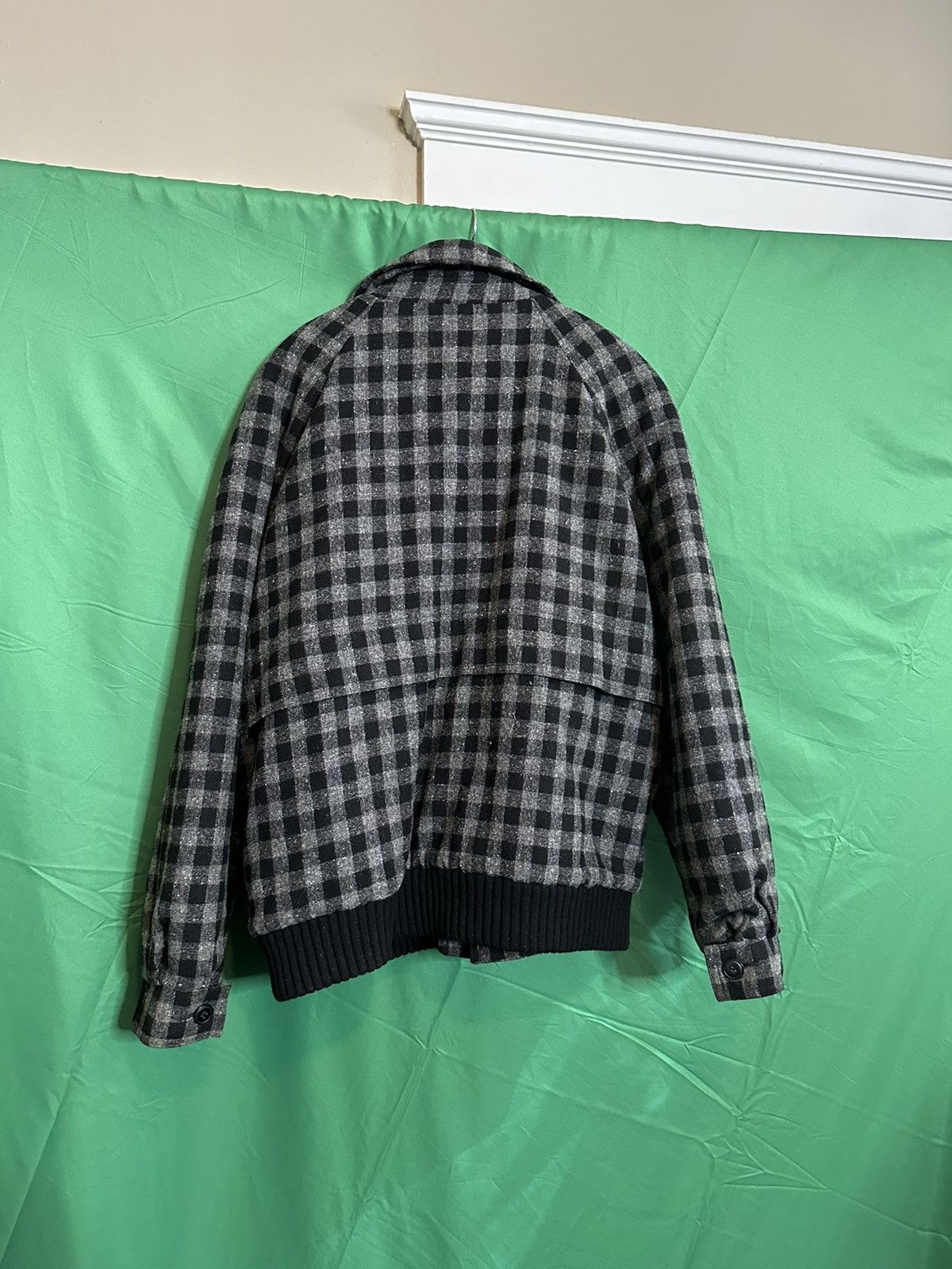 Designer 1970s vintage check cropped wool bomber / field jacket Size US XL / EU 56 / 4 - 7 Thumbnail