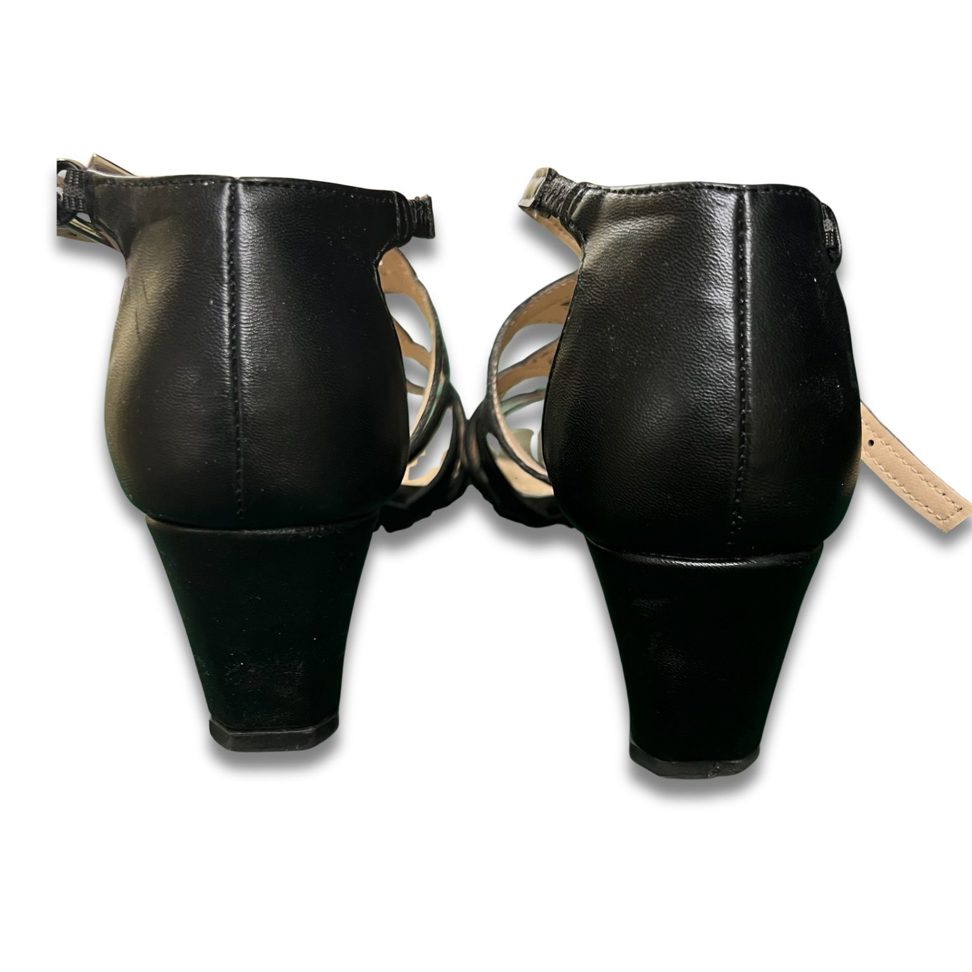 Other ADRIENNE VITTADINI Abelina Strappy Black Leather Wedge Sanda Size US 8.5 / IT 38.5 - 7 Thumbnail