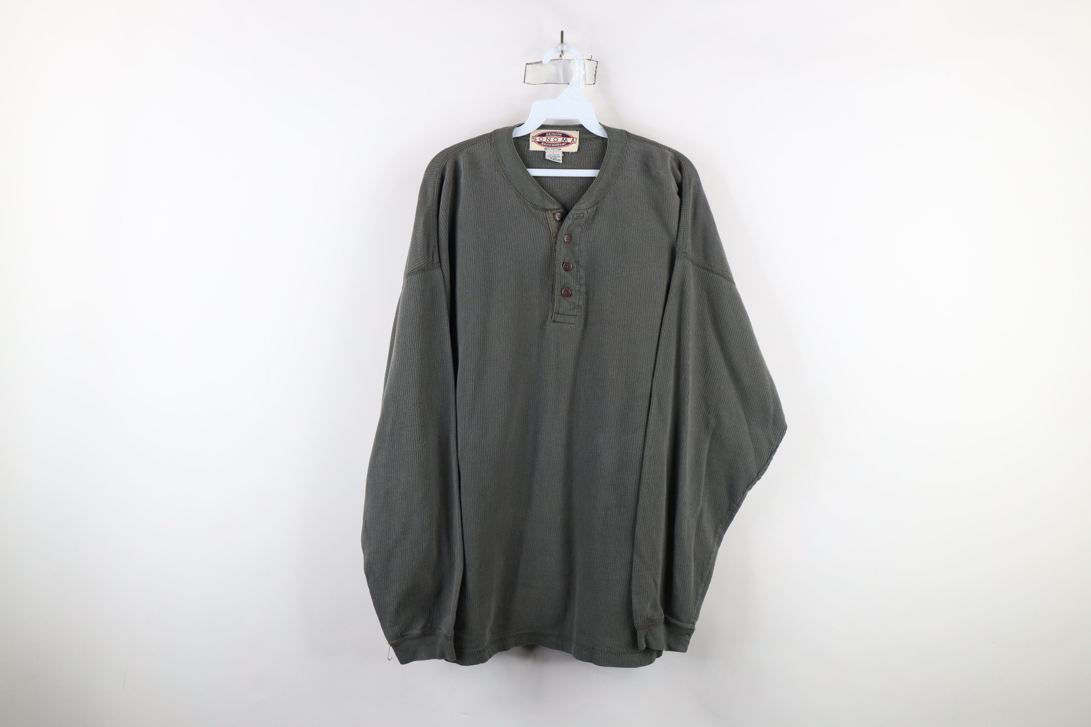 Vintage Vintage 90s Streetwear Ribbed Long Sleeve Henley T-Shirt Size US L / EU 52-54 / 3 - 1 Thumbnail