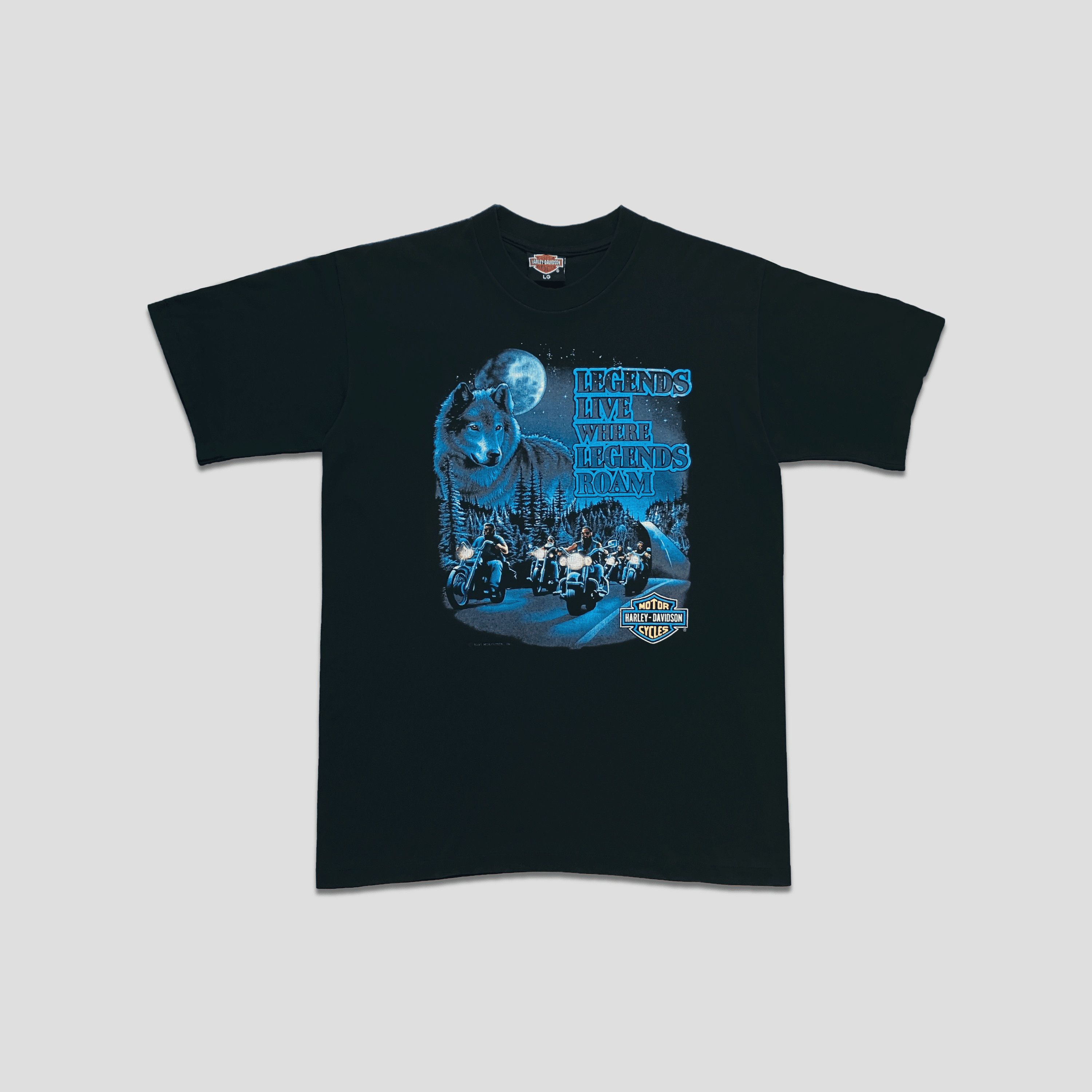 Harley Davidson Vintage 1991 HD Legends Live Where Legend Roam T - Shirt Size US L / EU 52-54 / 3 - 1 Thumbnail