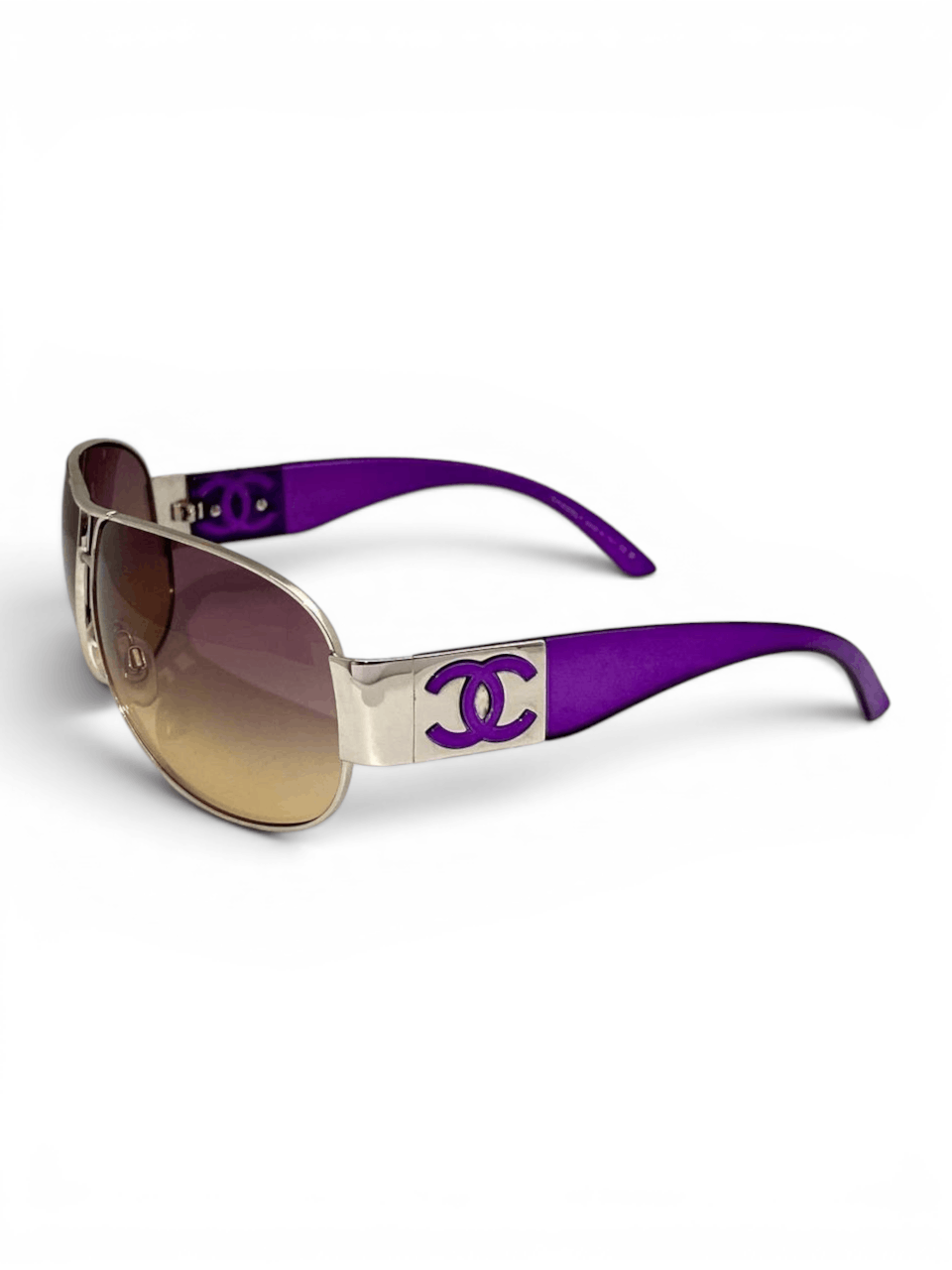 Chanel Chanel CC Logo Oversized Wrap Aviator Purple Sunglasses Y2K Size ONE SIZE - 4 Thumbnail