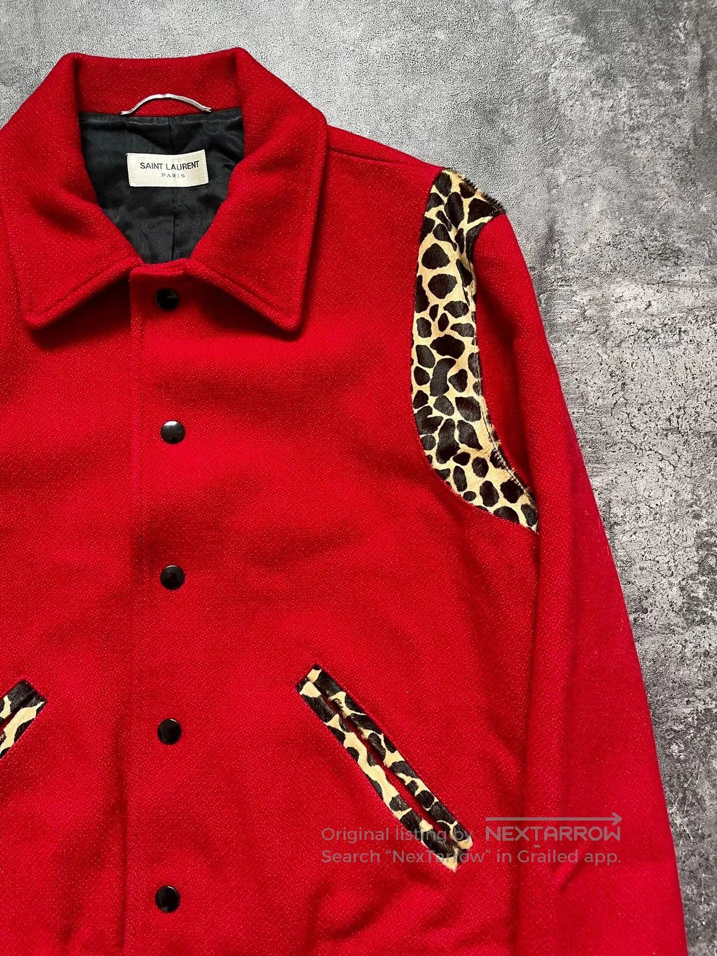 Saint Laurent Paris Saint Laurent Red Leopard Varsity Jacket. Size US S / EU 44-46 / 1 - 3 Thumbnail