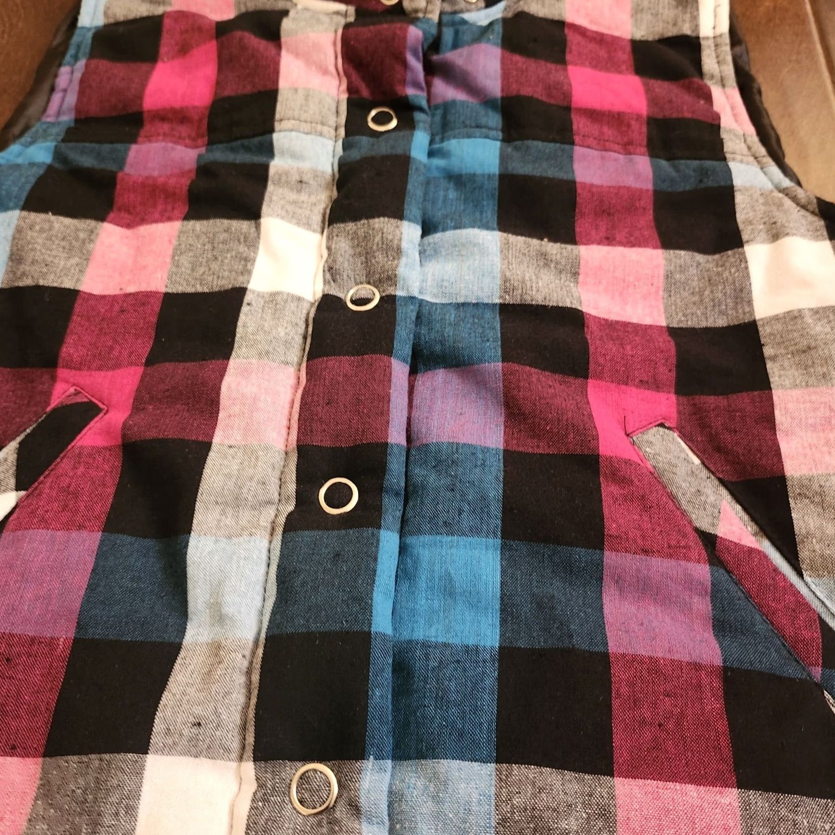 Forever 21 Forever 21 Plaid Jacket Vest - Size L - Multicolor - Junior/Teens - Sleeveless - Regular Fit - Polyester - Jacket Size L / US 10 / IT 46 - 6 Thumbnail