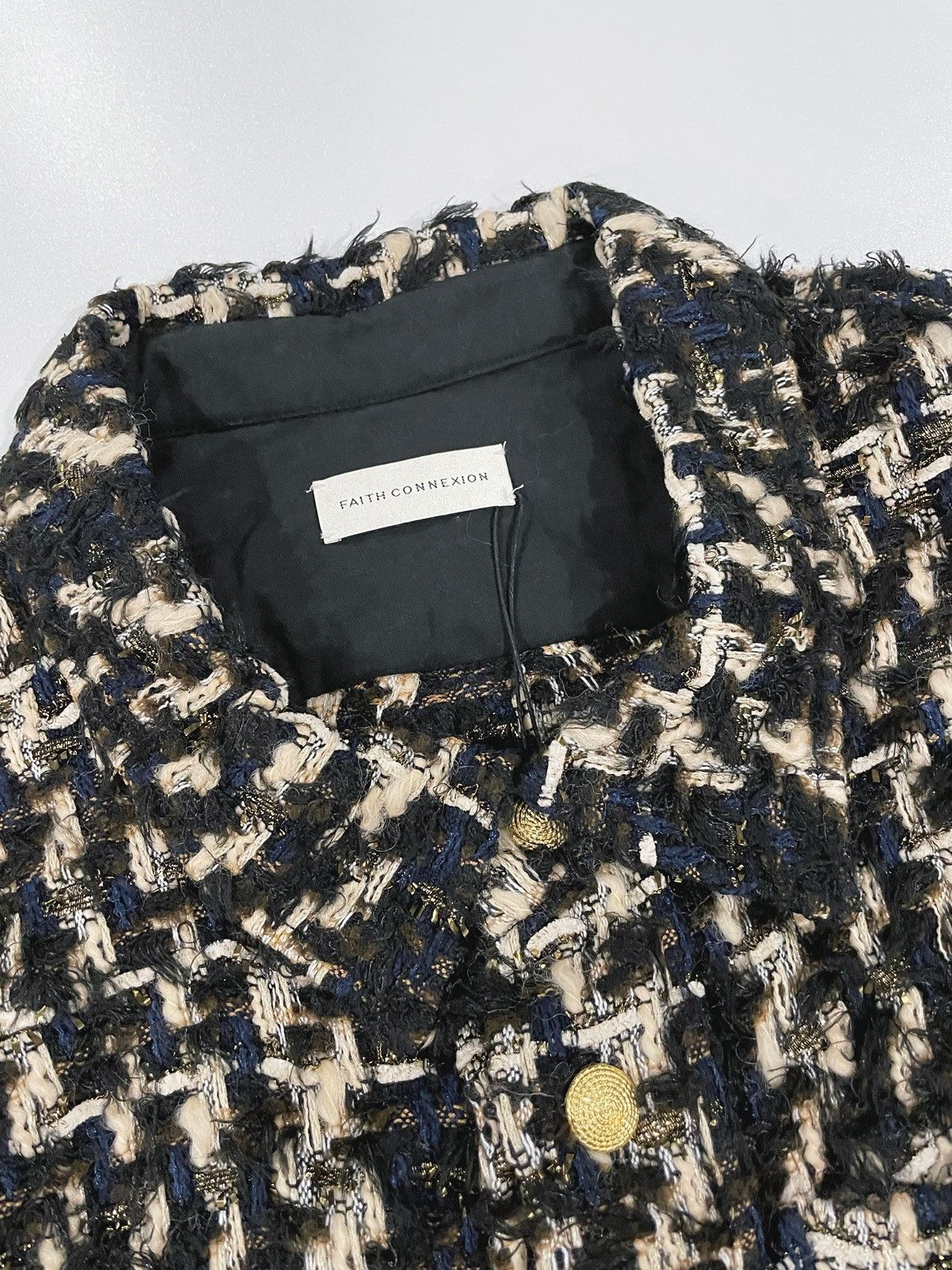 Faith Connexion Faith Connexion multicolor black-beige tweed oversized shirt Size US S / EU 44-46 / 1 - 2 Thumbnail