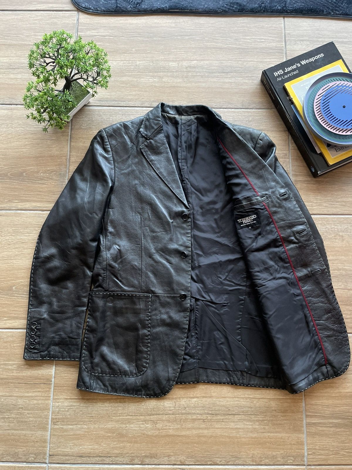 Japanese Brand × Le Grande Bleu (L.G.B.) × Tornado Mart Tornado Mart Leather Stitched Blazer Size US M / EU 48-50 / 2 - 8 Thumbnail