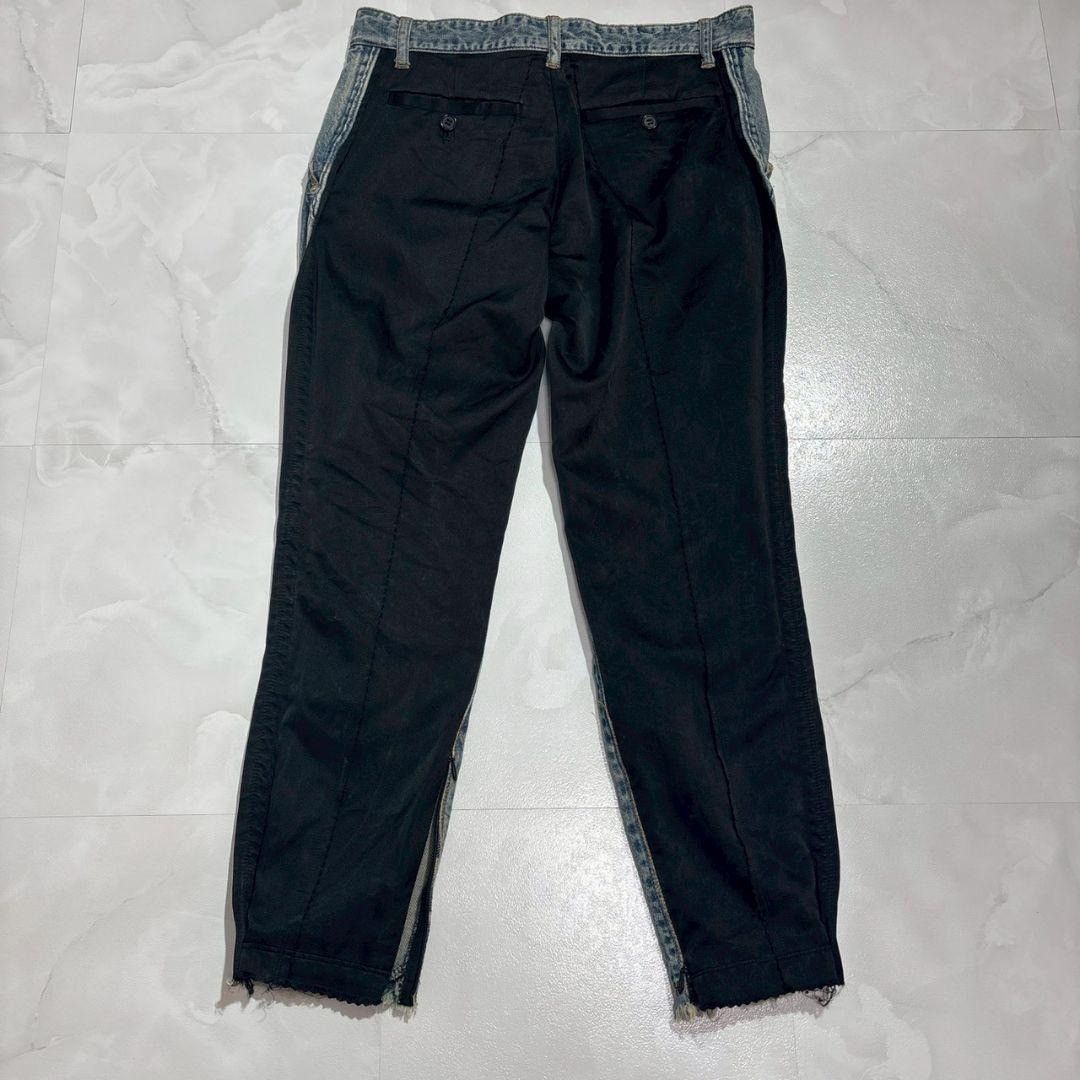 Undercover Studded Cropped Denim Silk Panel Distressed Knees Zip Hem Size US 30 / EU 46 - 2 Thumbnail