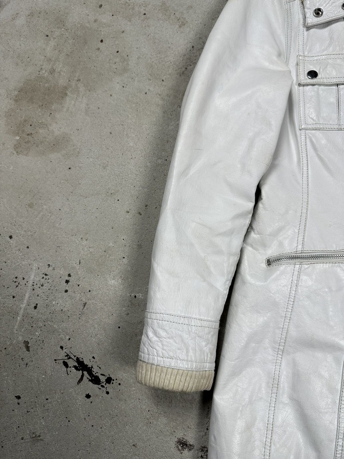 Japanese Brand Vintage Y2K Real Leather White Utility Coat Jacket Size M / US 6-8 / IT 42-44 - 6 Thumbnail