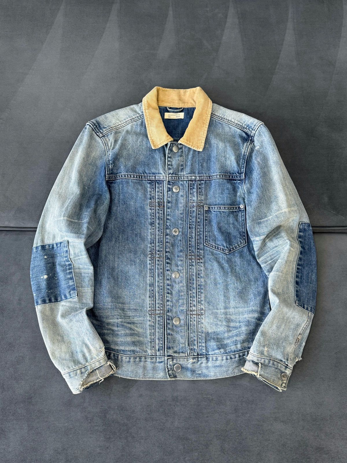 Allsaints Allsaints Patchwork Factory Distressed Y2K Denim Jacket Size M / US 6-8 / IT 42-44 - 1 Thumbnail