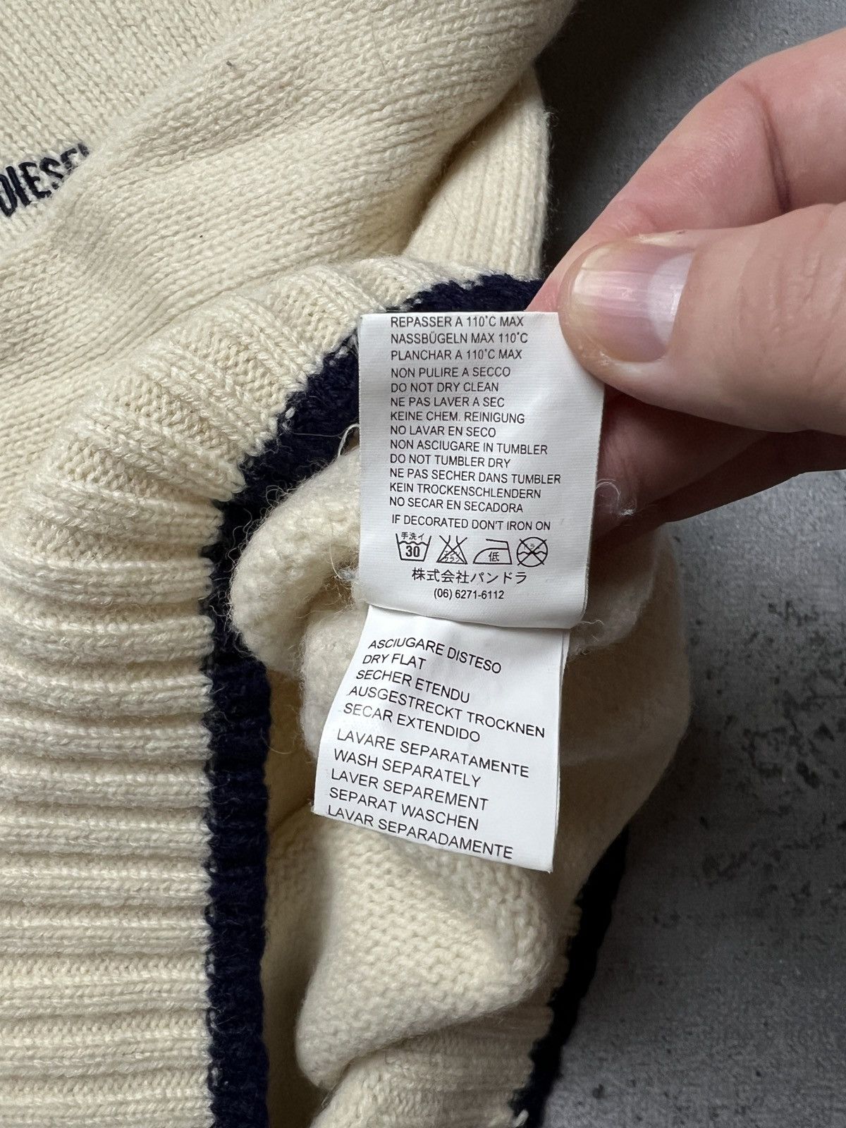 Diesel Diesel Vintage Distressed Knitwear Cream Wool Sweater 90's Size L / US 10 / IT 46 - 14 Thumbnail