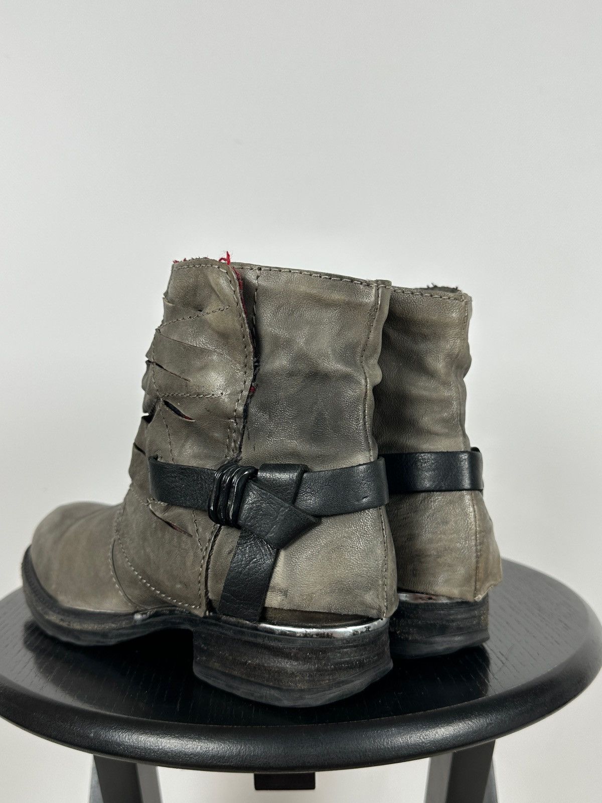 A.S.98 A.S.98. Airstep Gray Leather Biker Ankle Buckle Strap Boots Size US 8 / IT 38 - 4 Thumbnail