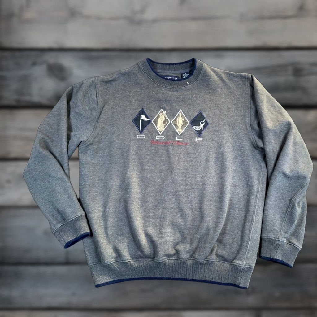 Vintage VTG Yes Embroidered Golf World Tour Sweatshirt Adult Medium Dark Gray Crewneck Men's Focus Brand Size US M / EU 48-50 / 2 - 1 Thumbnail