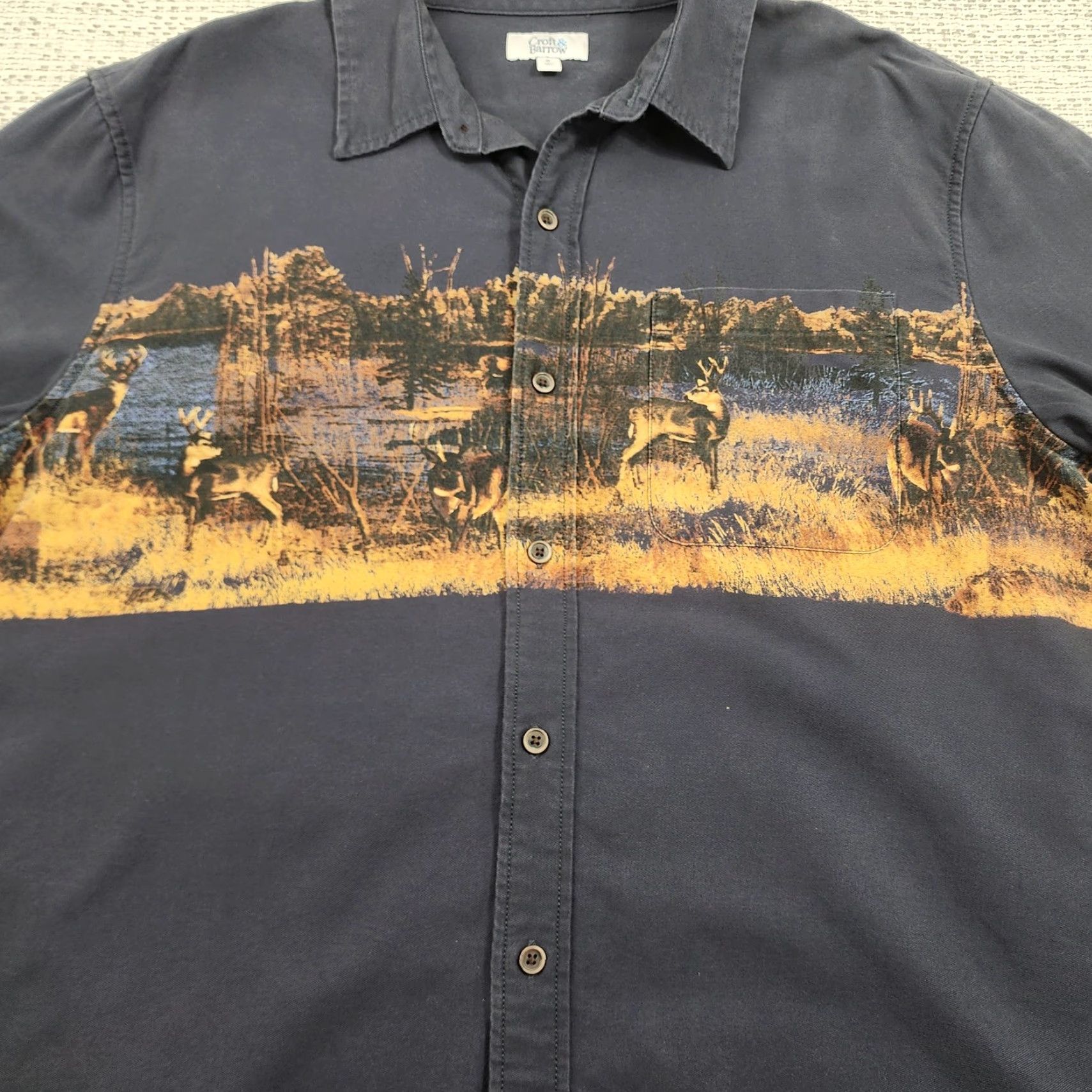Croft & Barrow VINTAGE? No, but Croft & Barrow Shirt Mens XL Blue Deer Wildlife Scenic Button Up Cotton Outdoor Size US XL / EU 56 / 4 - 5 Thumbnail