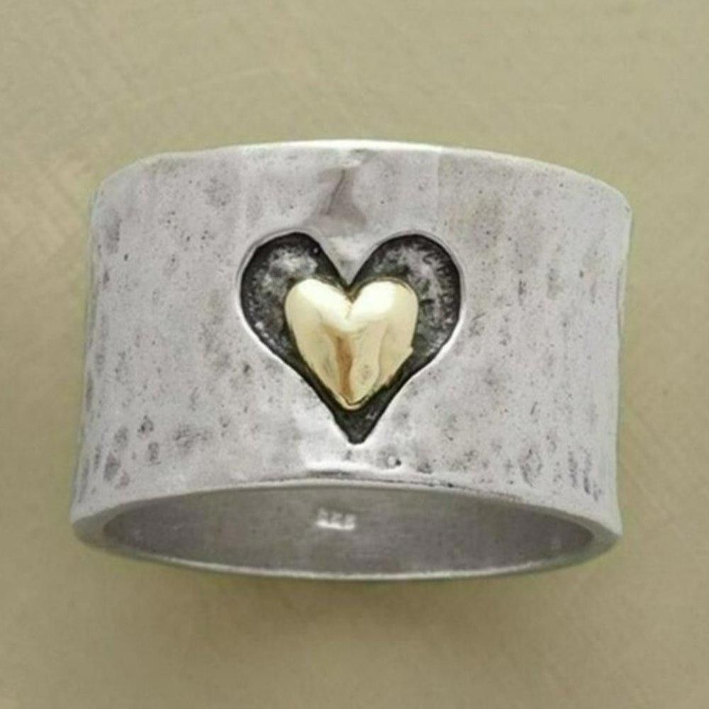 Designer Sterling Silver Creative Double Heart Shaped Ring - Size 8 Size ONE SIZE - 2 Thumbnail