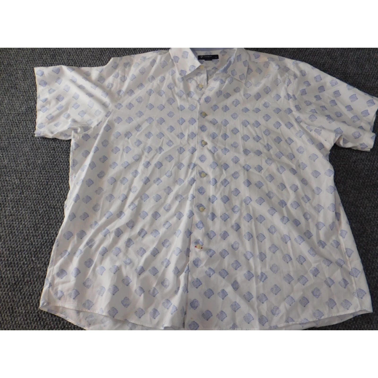 Cremieux Cremieux Mens Shirt 2XL White classic button up casual Short Sleeve Collared Button-Up Knit Cotton Logo Pockets Slimming Vintage No Size US XXL / EU 58 / 5 - 3 Thumbnail
