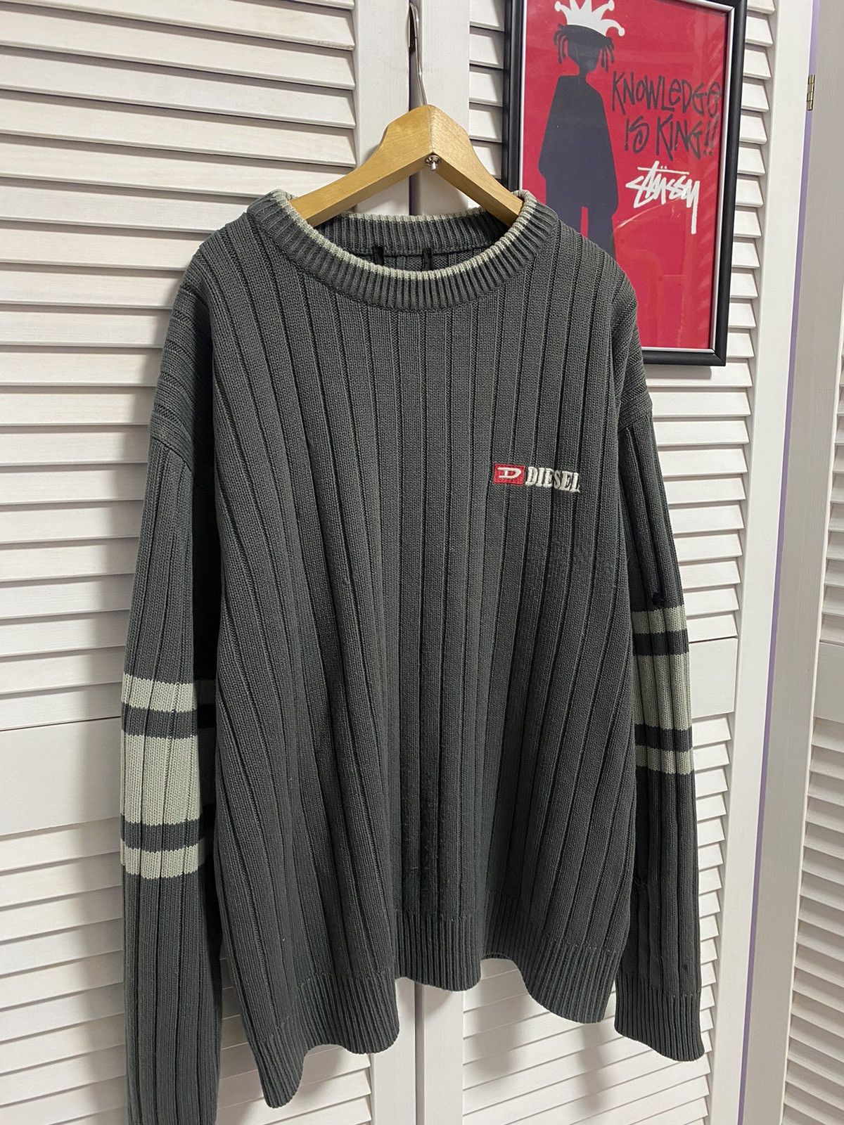 Diesel Vintage Knit Sweater Diesel Striped Opium Faded Style Size US XL / EU 56 / 4 - 1 Thumbnail