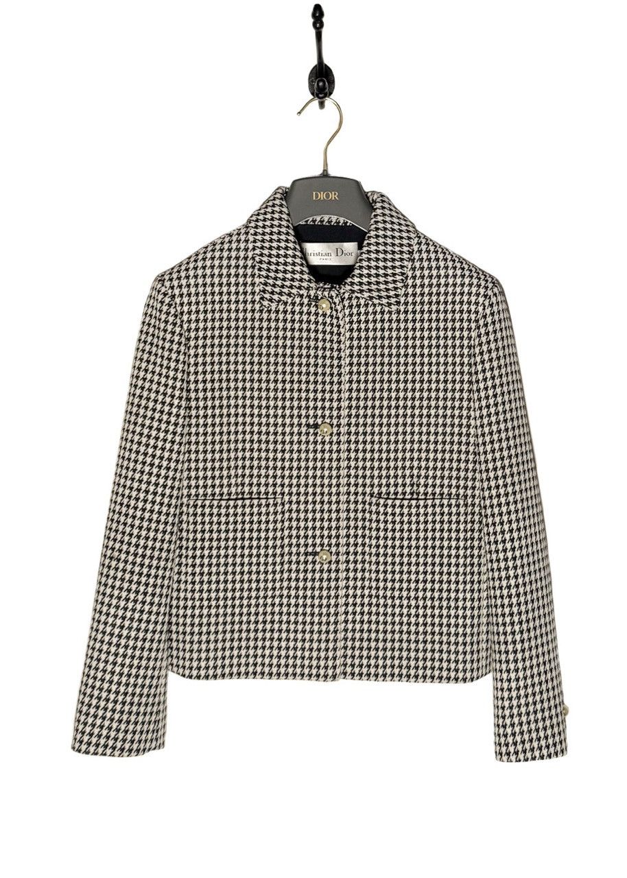 Dior Dior 2023 Black Ivory Houndstooth Pearl Button Jacket Size S / US 4 / IT 40 - 1 Thumbnail