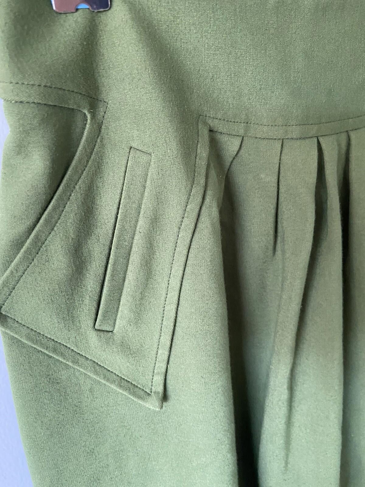 Designer Cue Skirt Green Khaki Corporate Pleated Tulip Skirt - Sz 6 Size 26" / US 2 / IT 38 - 4 Thumbnail