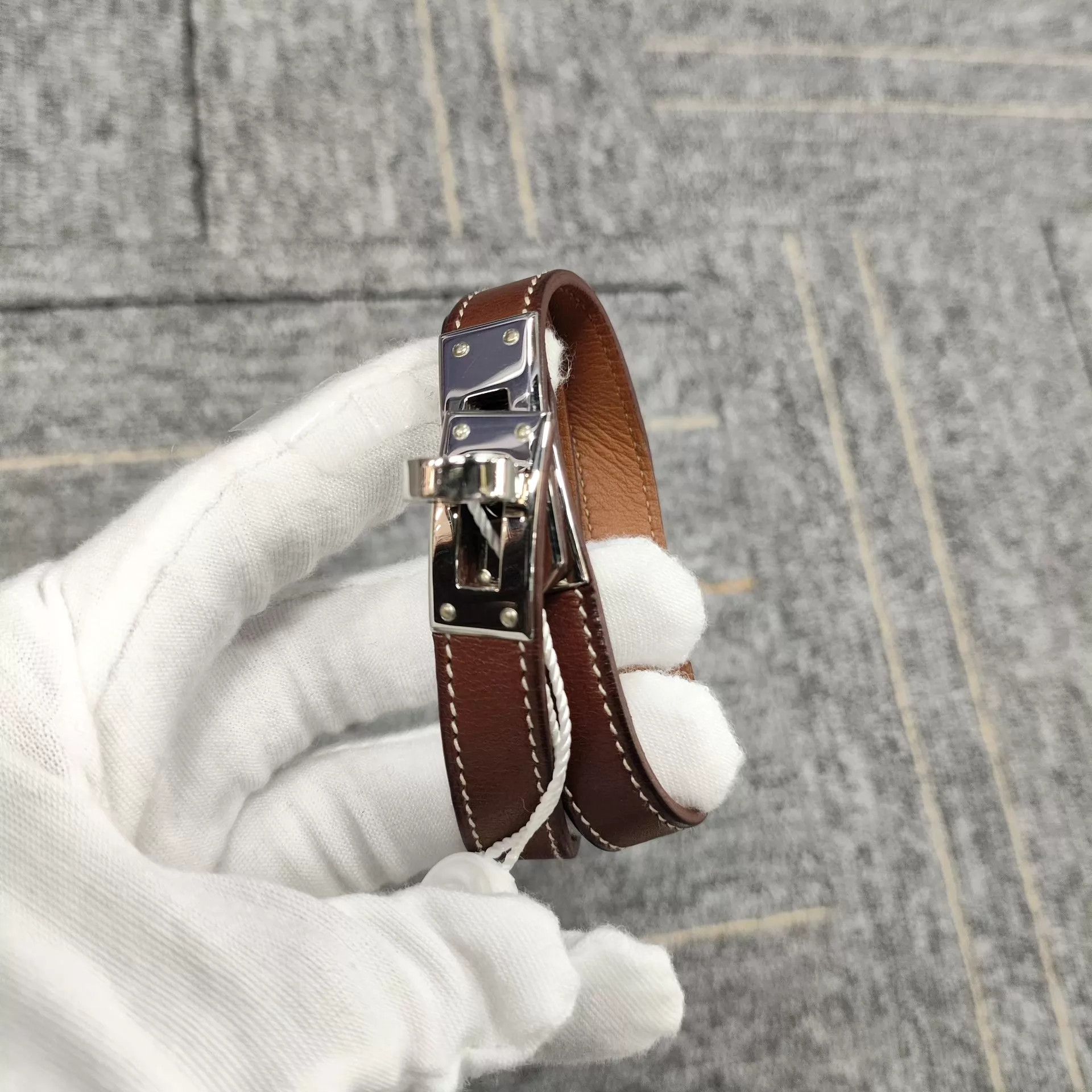 Hermes Hermès Calfskin Double Loop Brown Bracelet Size ONE SIZE - 3 Thumbnail