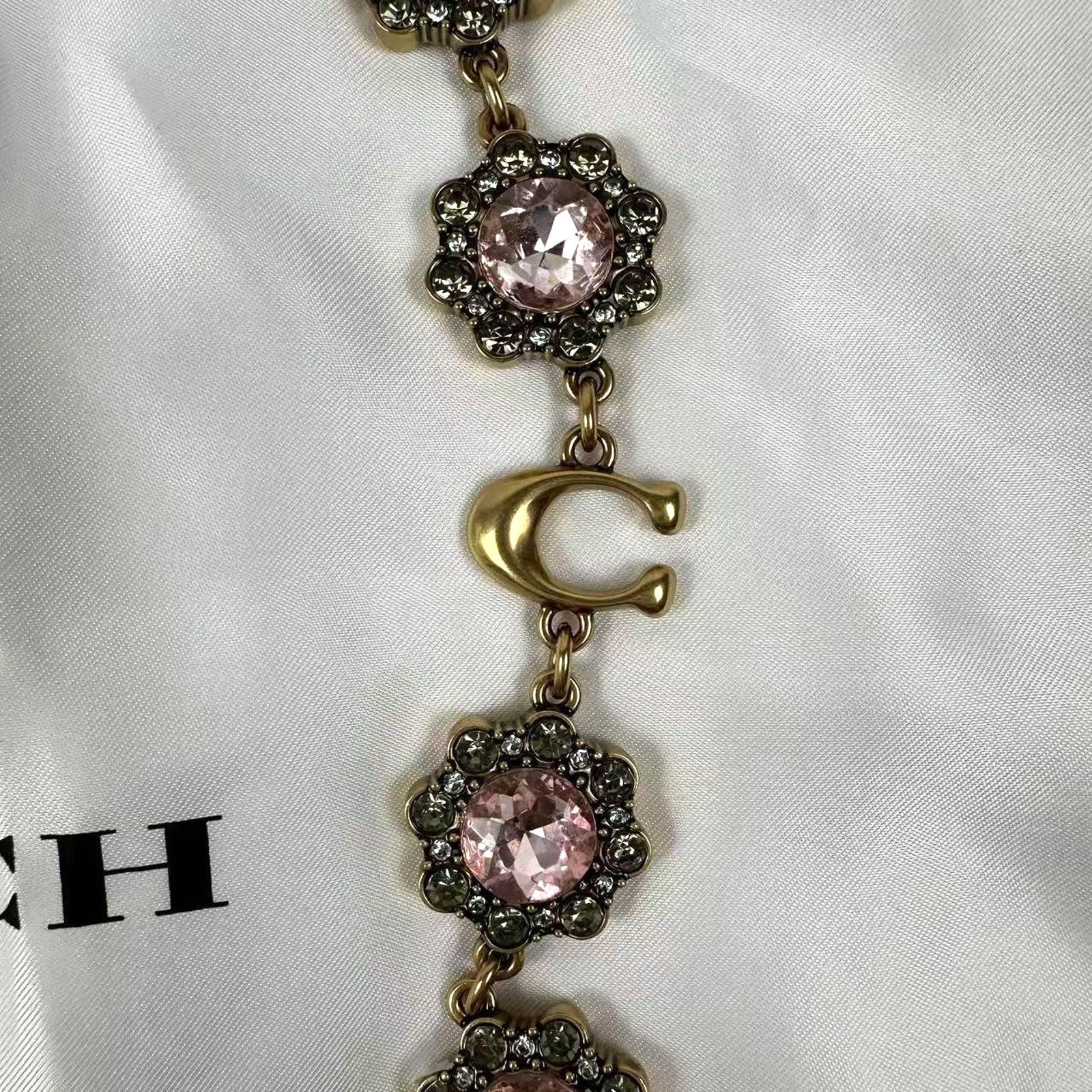 Coach Coach Short Jewelry Chain Strap In Brass/Pink Multi CAU47 Size ONE SIZE - 4 Thumbnail