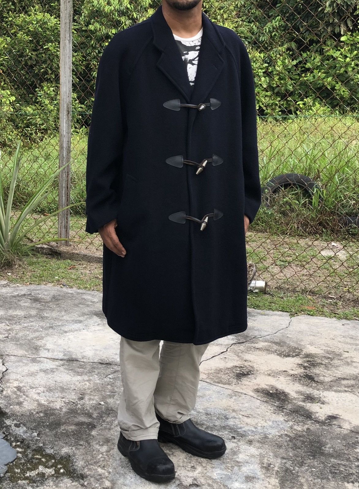 Vintage Comme des Garcons Wool Duffle Navy Blue Coat