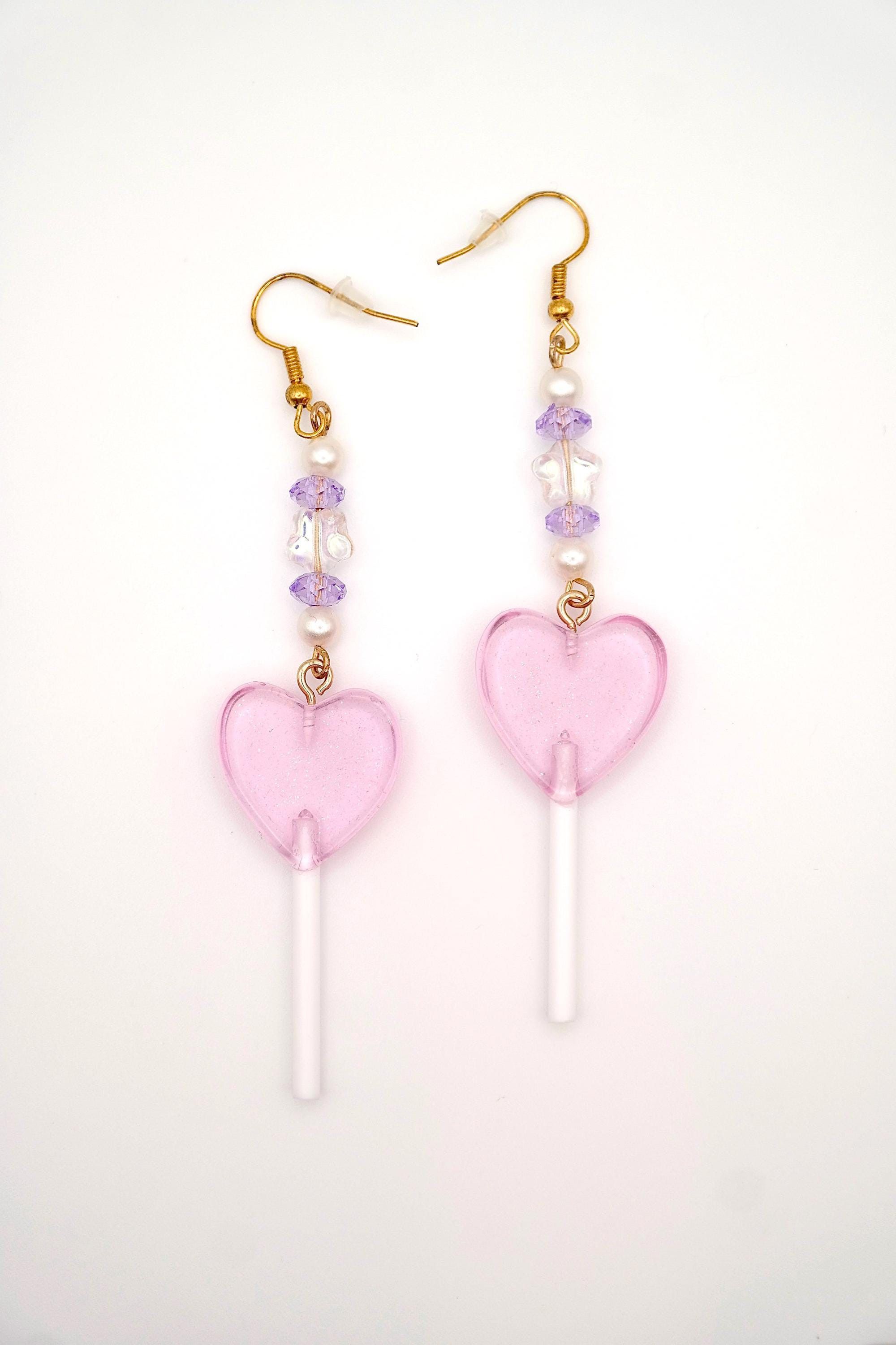 Handmade Heart Lollipop Earrings Size ONE SIZE - 4 Thumbnail