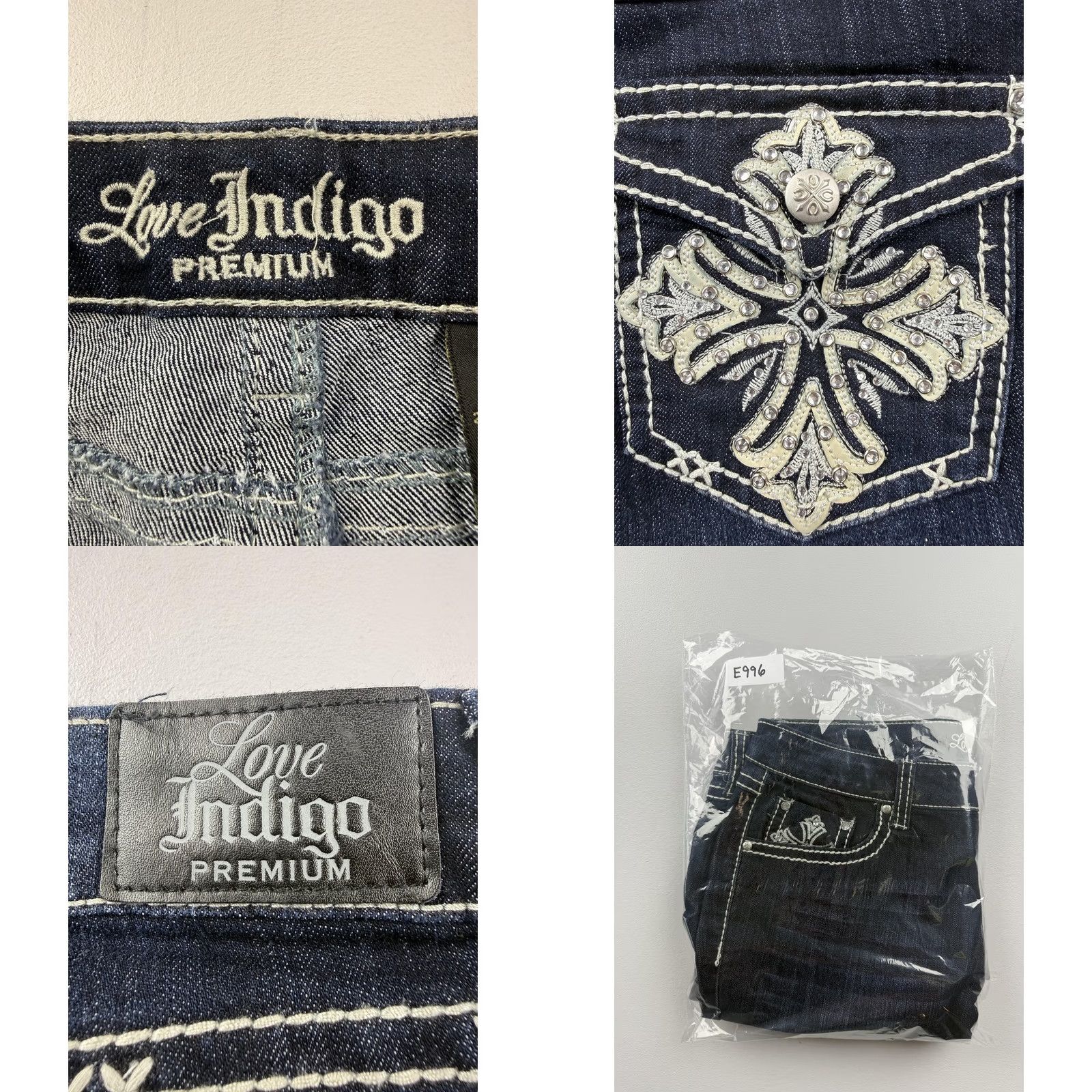 Denime Love Indigo Womens Capri Jeans Mid Rise 12 Blue Embroidered Studded Cuffed Denim Capris Size 34" / US 12 / IT 48 - 8 Thumbnail
