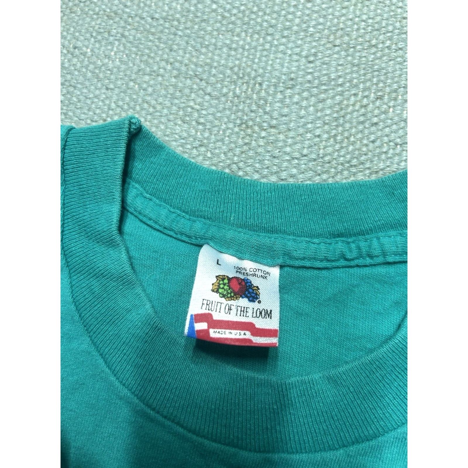 Fruit Of The Loom VINTAGE 90s Fruit of the Loom T-Shirt Teal Turquoise Cotton Large Men Mens Blue Regular Shirt Size US L / EU 52-54 / 3 - 6 Thumbnail