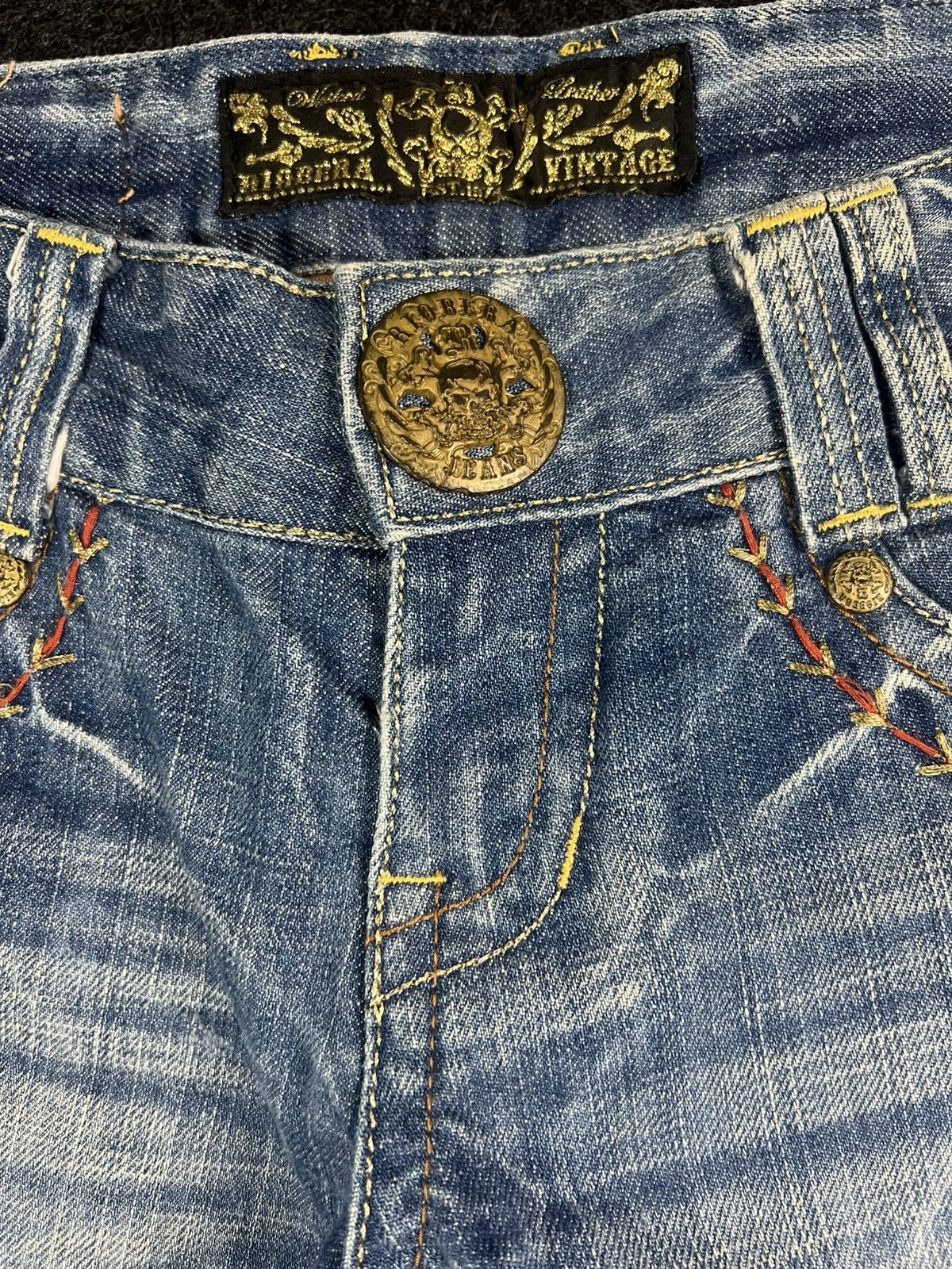 If Six Was Nine Riobera Lightning Whiskered American Flag Patch Flare Jeans Size US 30 / EU 46 - 3 Thumbnail