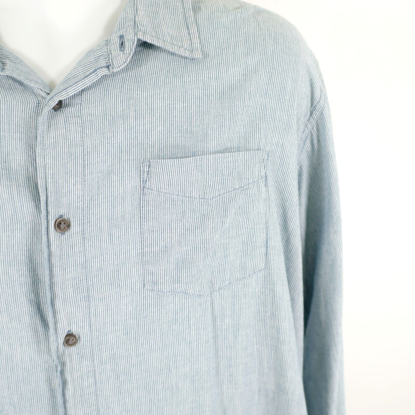 Wrangler Wrangler Green Striped XL Pocket Front Collared Dress Shirt Size US XL / EU 56 / 4 - 3 Thumbnail